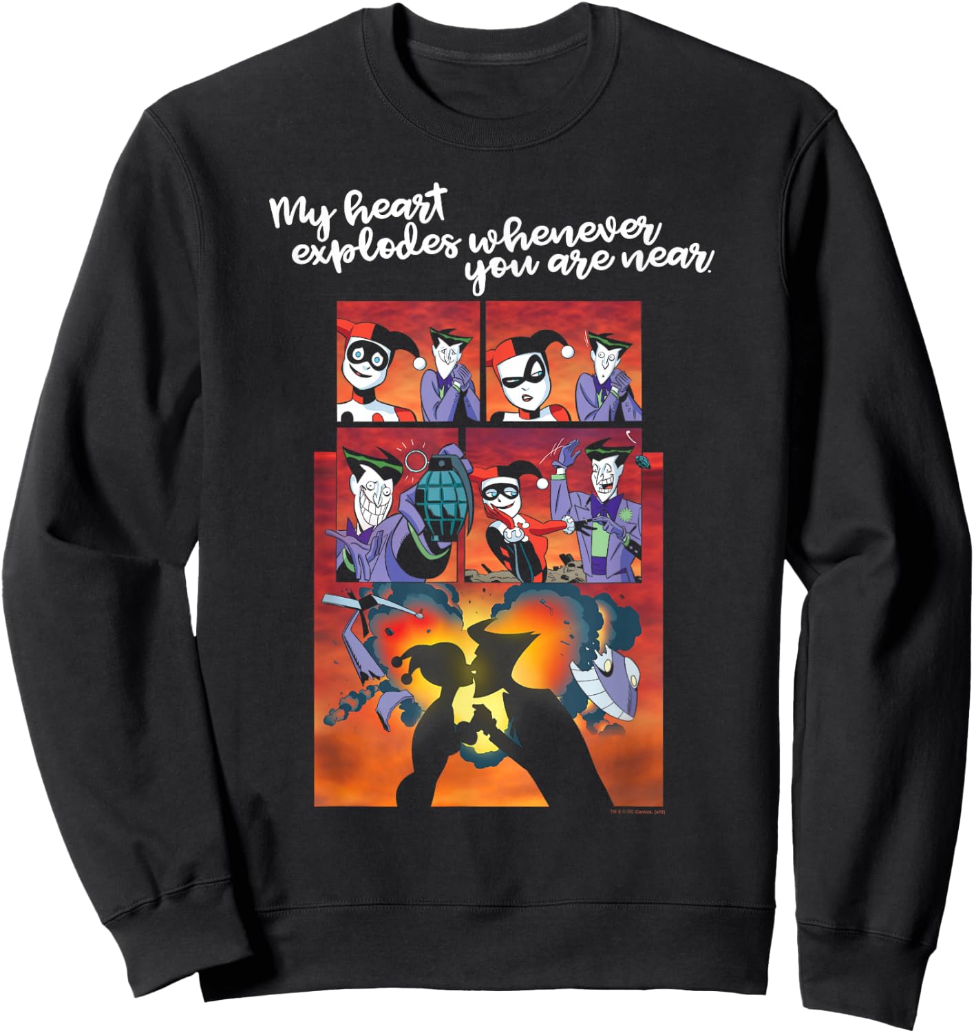 Batman Harley Quinn Joker Heart Explodes Sweatshirt - Sweatshirt | Black