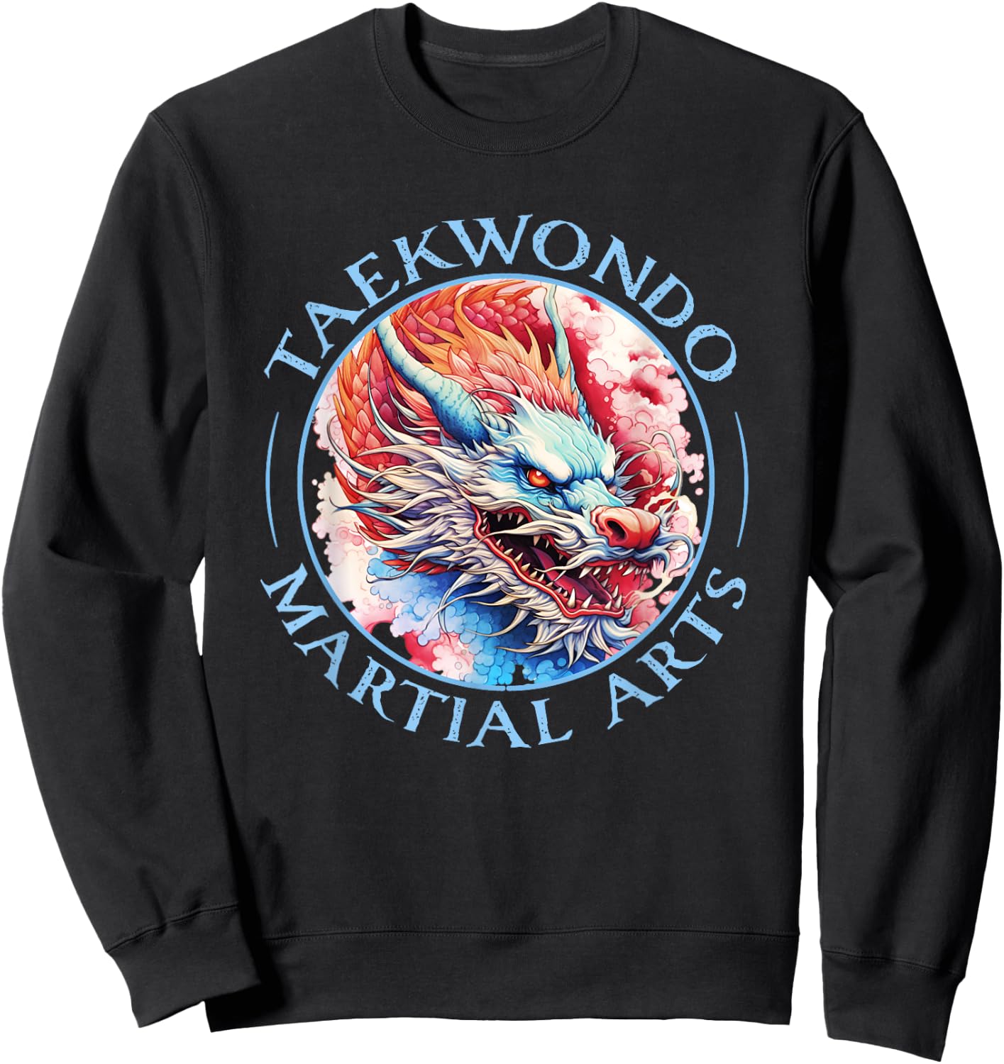 Taekwondo TKD Tae Kwon Do Dragon Art Martial Arts Graphic Sweatshirt - Sweatshirt | Black