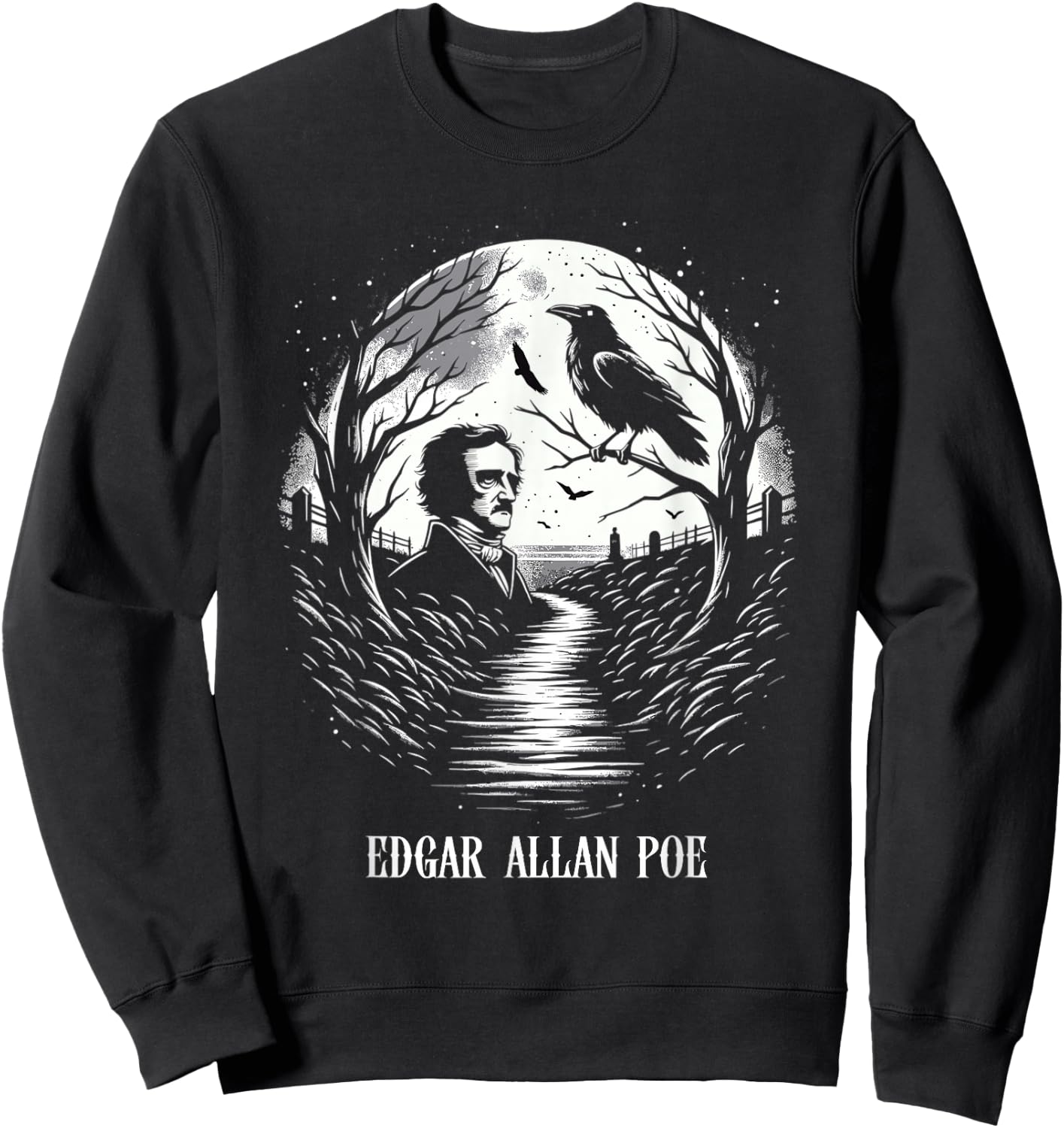 Horror and Fantasy Creative Writing Macabre Art Edgar Allan Poe & Raven - -Youth, Black, Small Sweatshirt - Sweatshirt | Black