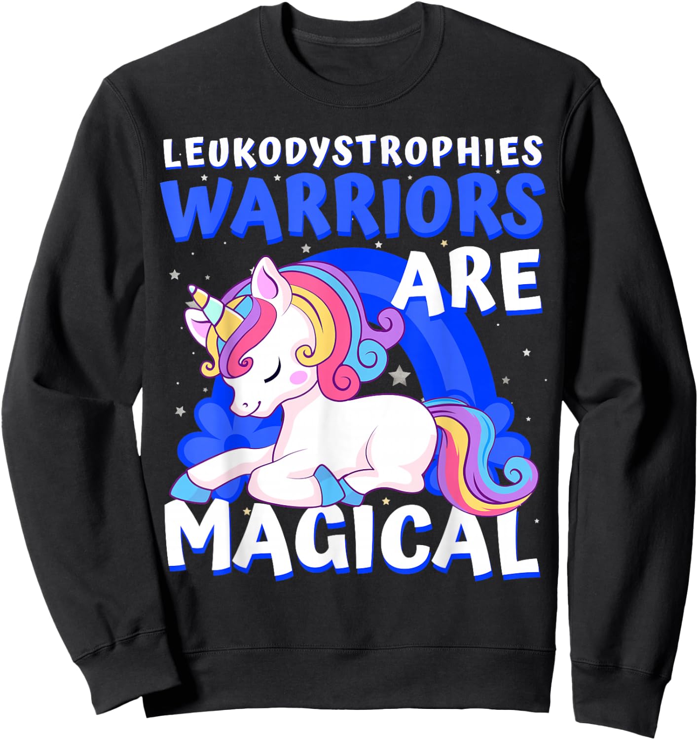 Warriors Magical Leukodystrophies Awareness Ribbon Unicorn Sweatshirt - Sweatshirt | Black