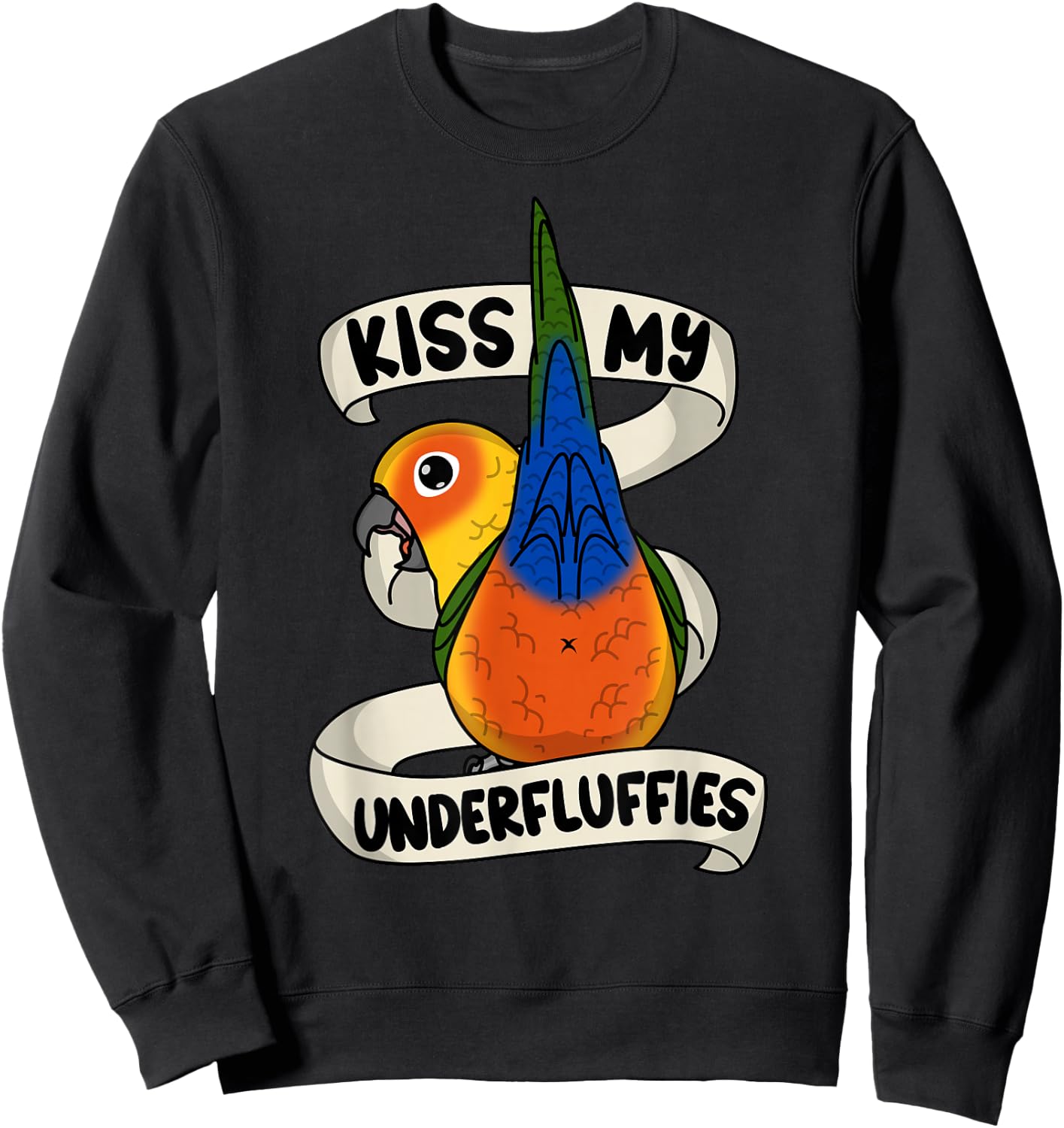 Kiss My Parrot Underfluffies I Jenday Conure Sweatshirt - Sweatshirt | Black