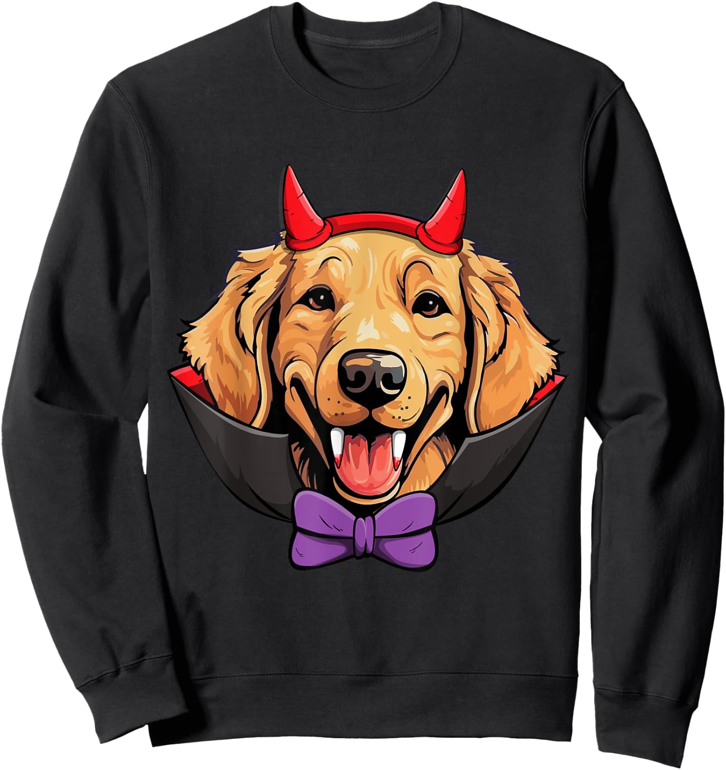 Golden Retriever Dog Vampire Halloween Costume Men Women Kids Sweatshirt - Sweatshirt | Black