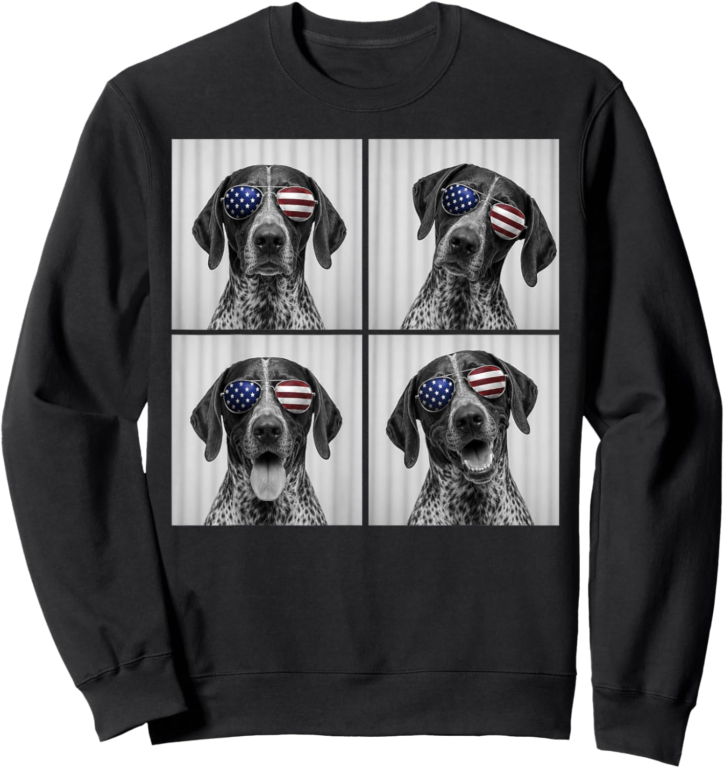German Shorthaired Pointer 4th of July US American Flag Dog Sweatshirt - Sweatshirt | Black