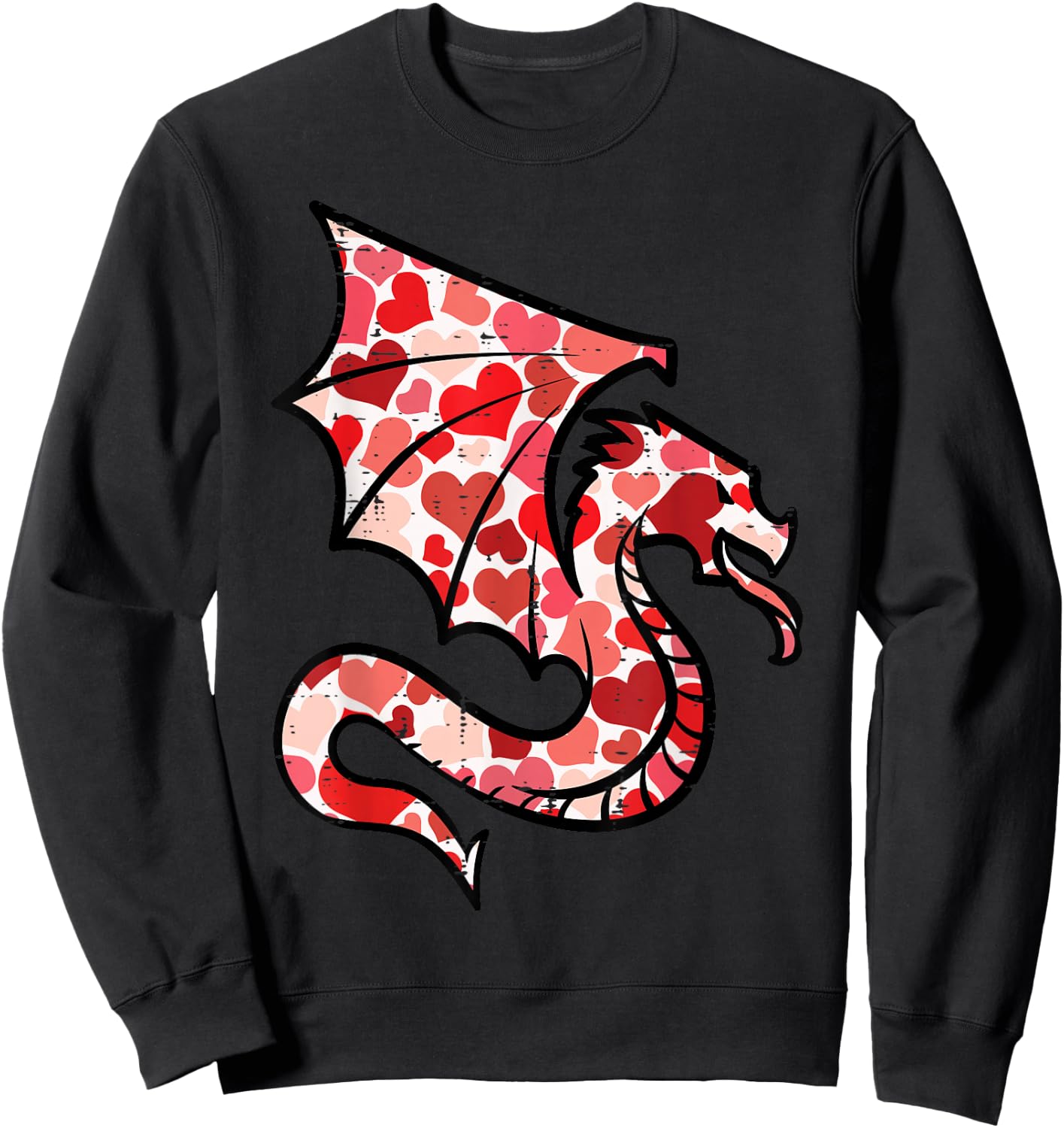 Valentines Day Dragon Hearts Women Girls Boys Kids Men Youth Sweatshirt - Sweatshirt | Black