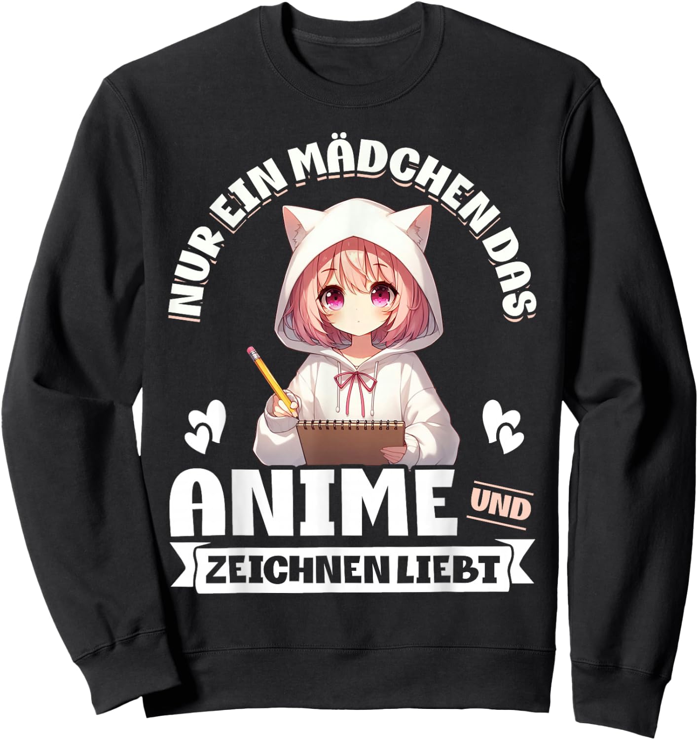 Nur Ein Mädchen Das Anime Und Zeichnen Liebt Japan Style Sweatshirt - Sweatshirt | Black