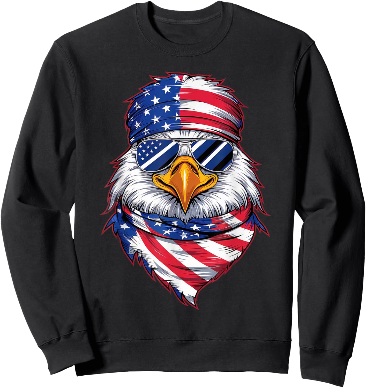 4th of July Patriotic Eagle USA Pride American Flag Sweatshirt - Sweatshirt | Black