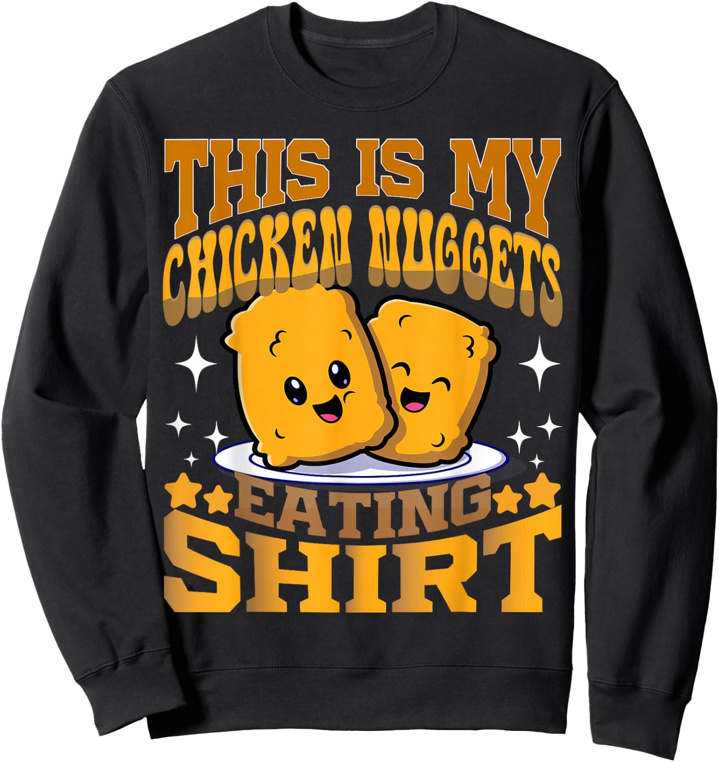 Chicken Nuggets Gifts For Kids -Adults & Kids Black Cartoon Fun Chicken Nugget Lovers Fast Food Sweatshirt - Sweatshirt | Black