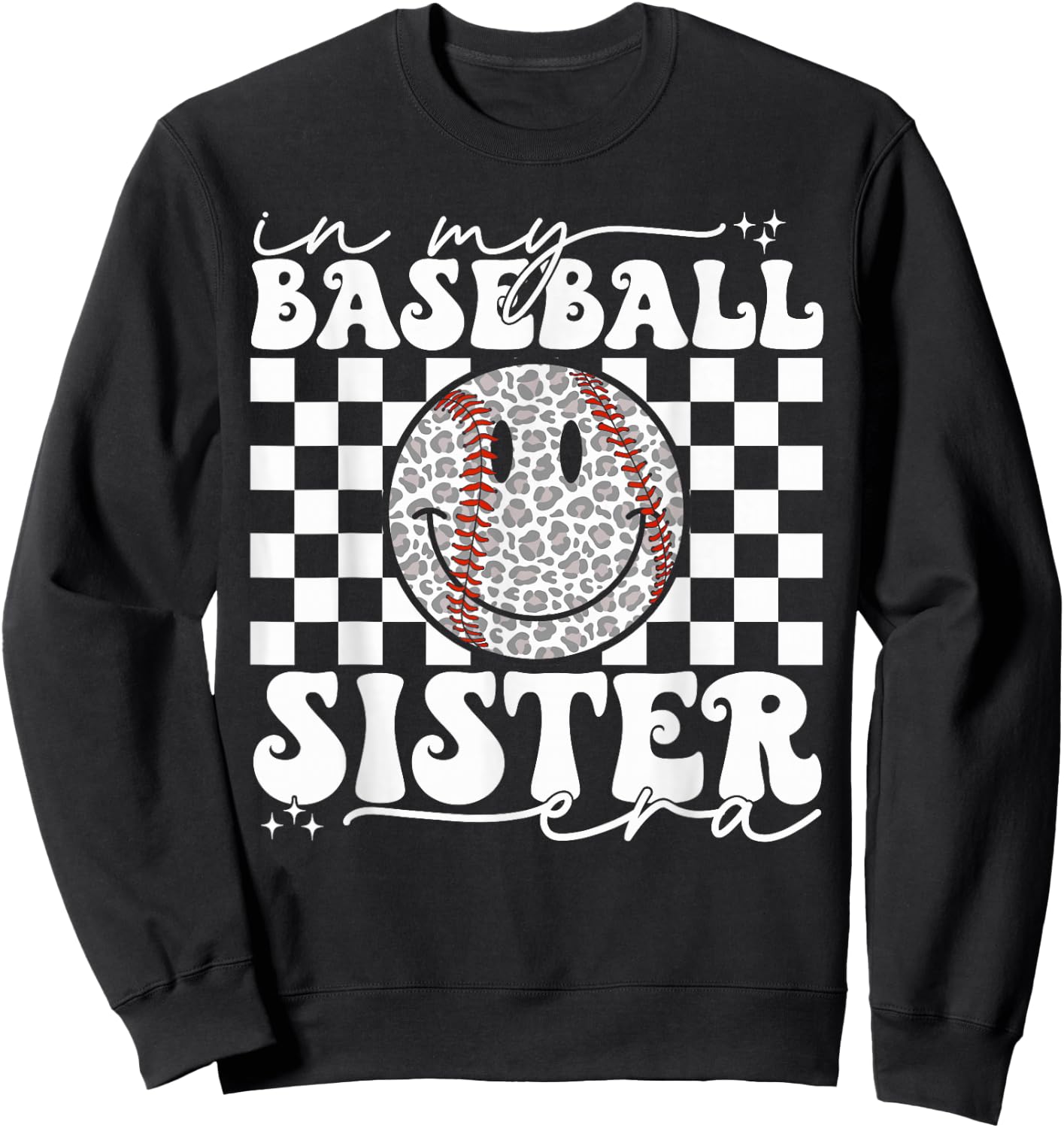 in My Baseball Sister Era Leopard Sister Baseball Girl Women Sweatshirt - Sweatshirt | Black