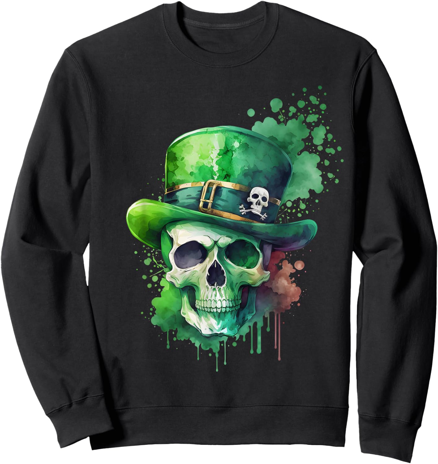 Saint Patricks Day Skull Pirate Green Men's , black Sweatshirt - Sweatshirt | Black