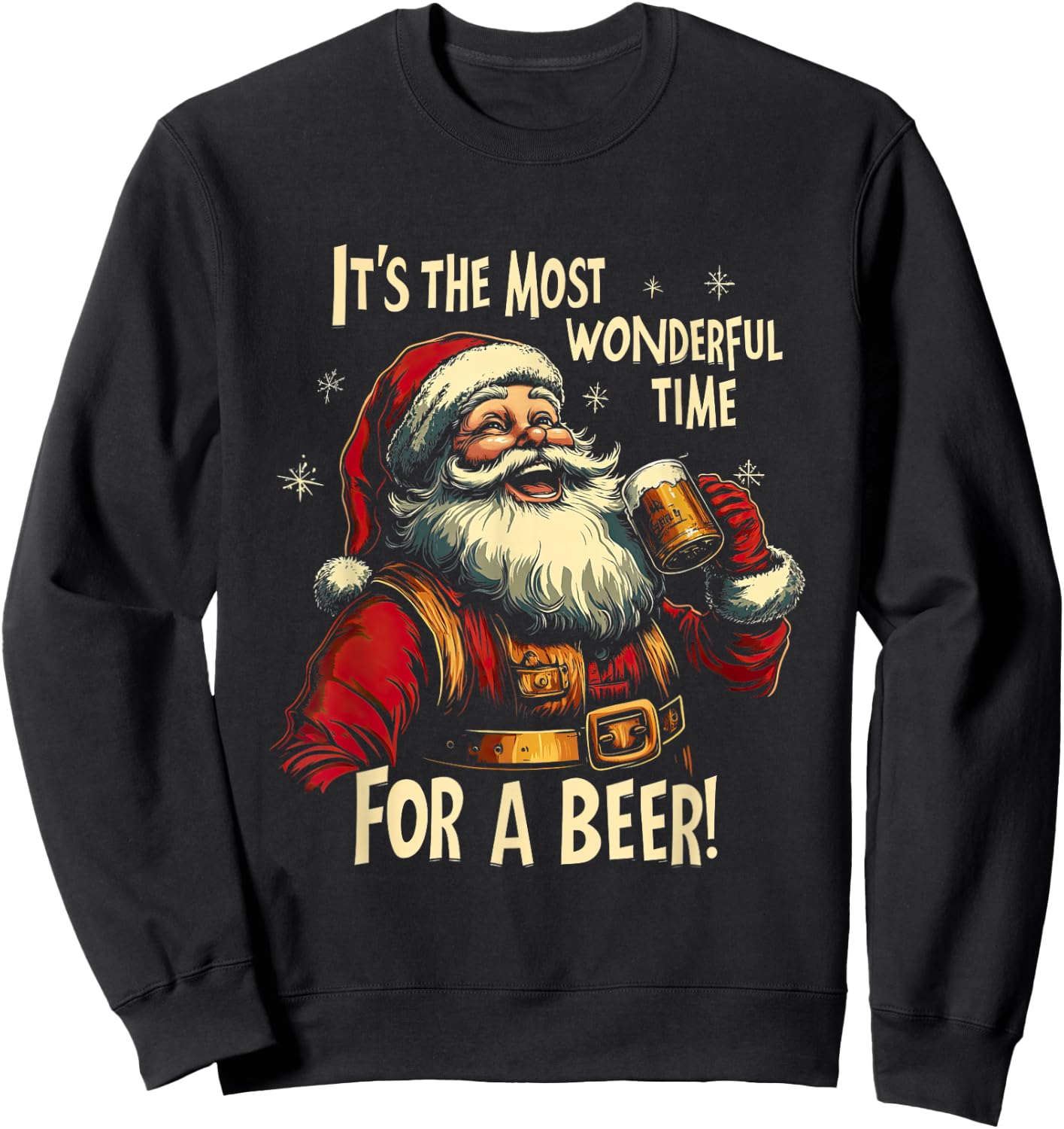 Funny Christmas Beer Drinking Santa Claus Sweatshirt - Sweatshirt | Black