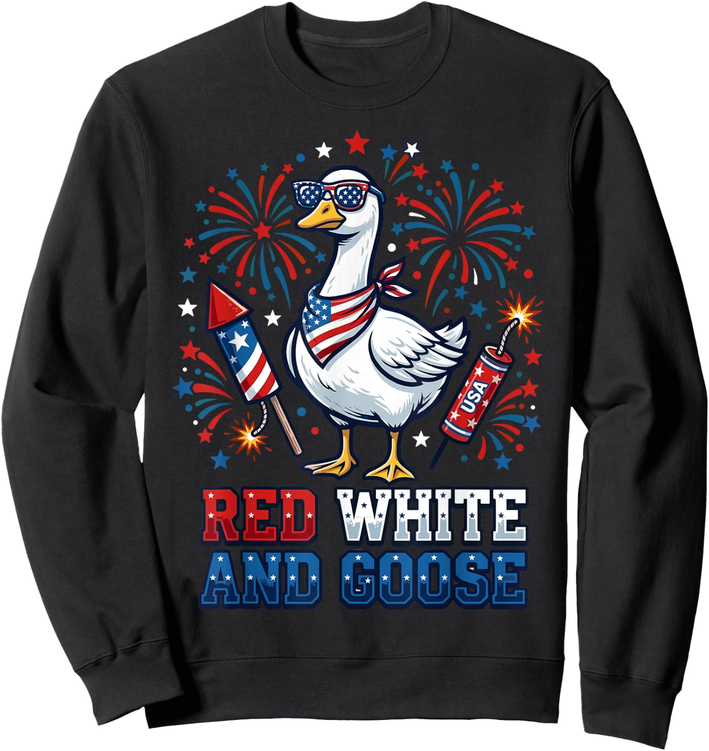 Goose 4th of July Patriotic USA Sweatshirt - Sweatshirt | Black