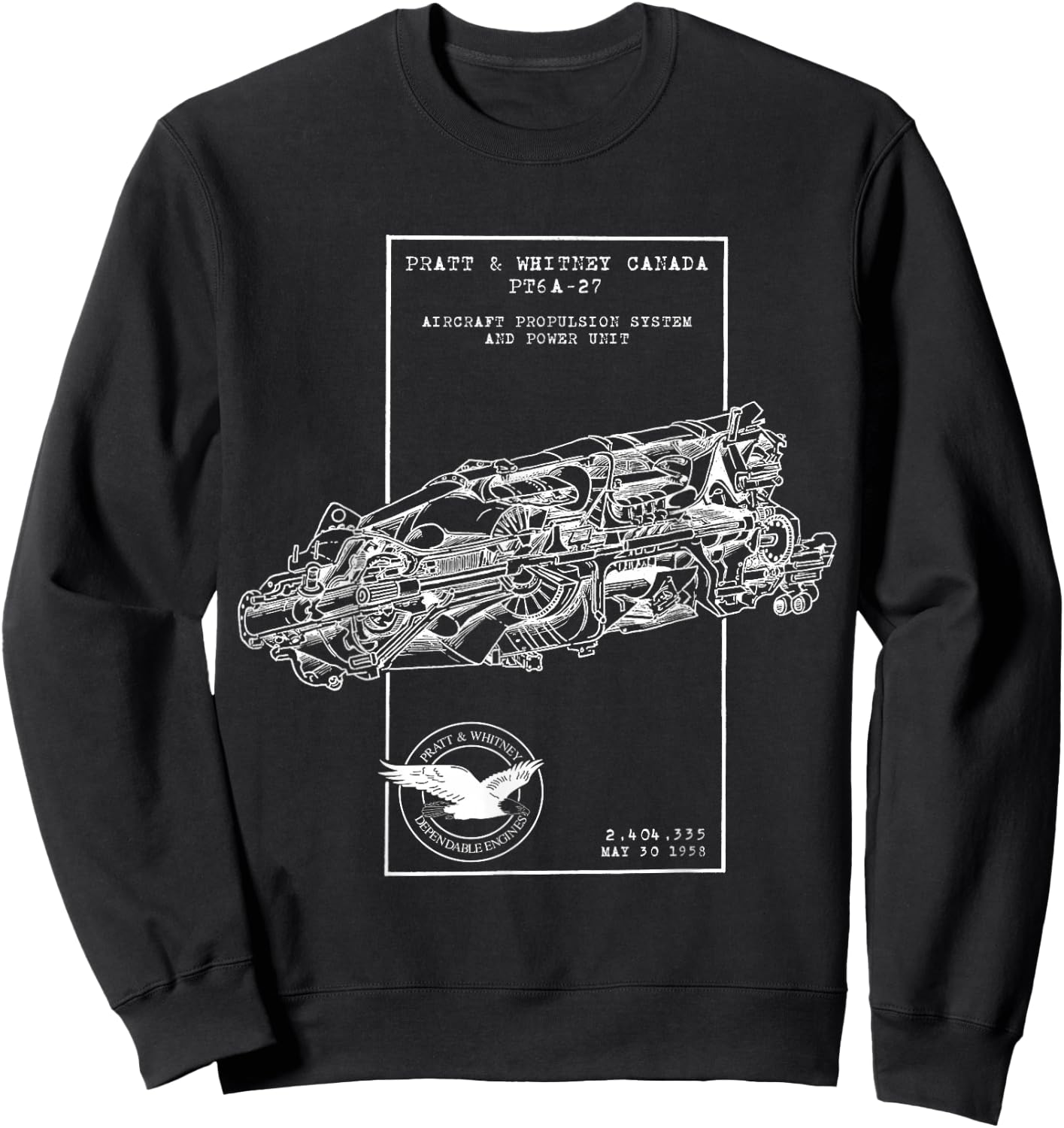 PT6 A 27 Turbine Engine Cross Section Sweatshirt - Sweatshirt | Black