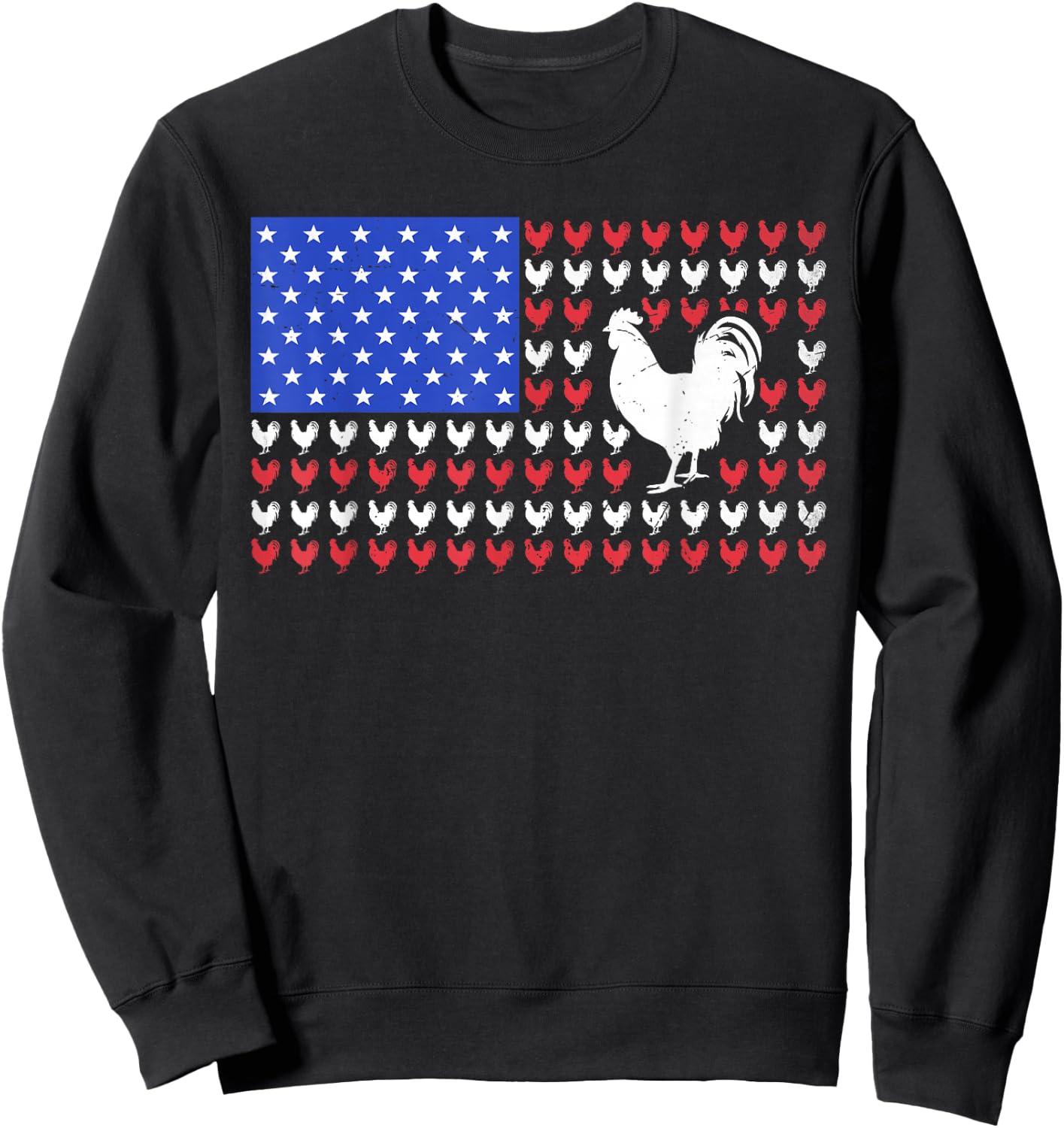 4th of July America USA Flag Chicken Patriotic Men Women Kid Sweatshirt - Sweatshirt | Black
