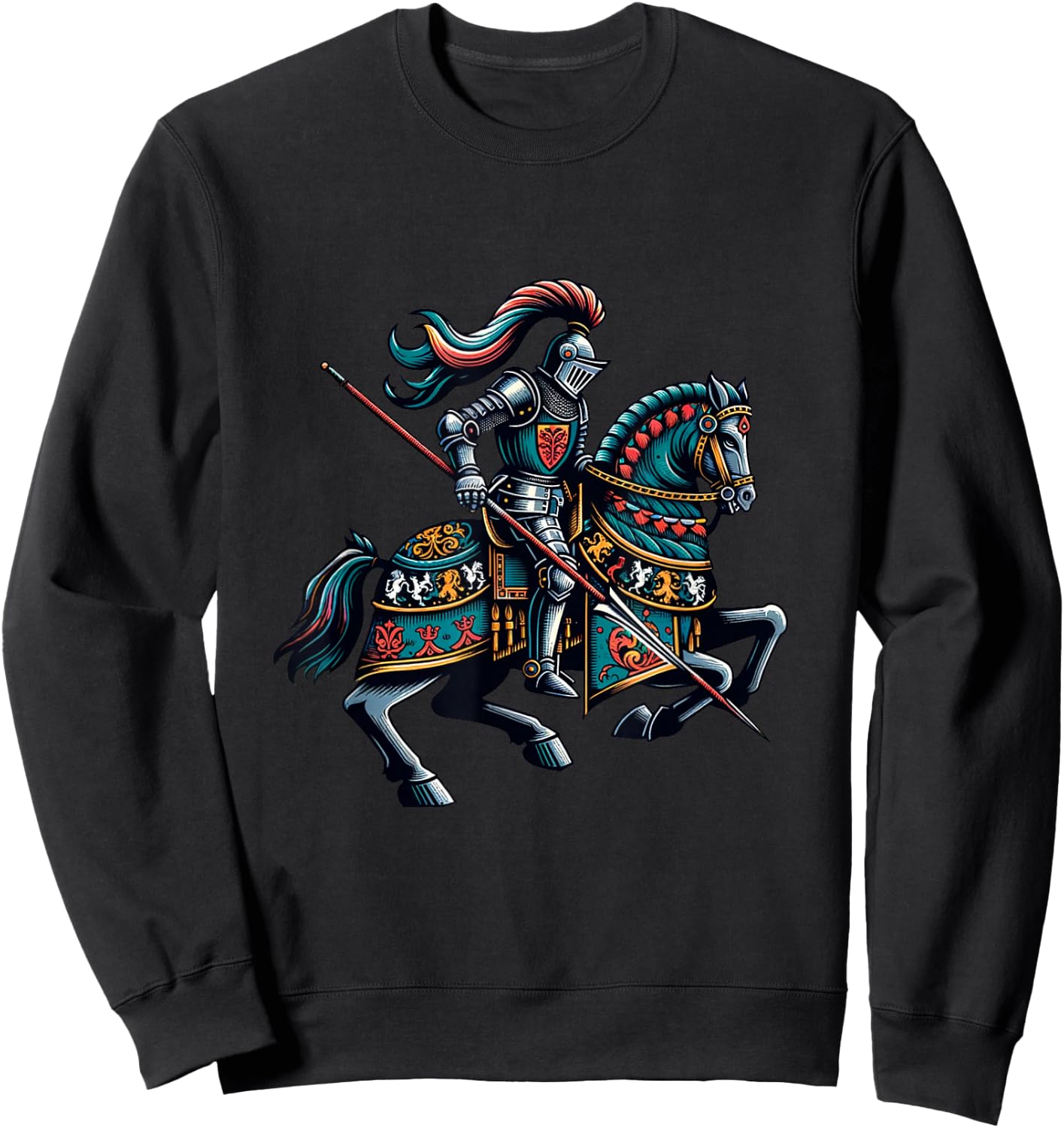 Medieval Knight with Lance - Tjosten , black Sweatshirt - Sweatshirt | Black