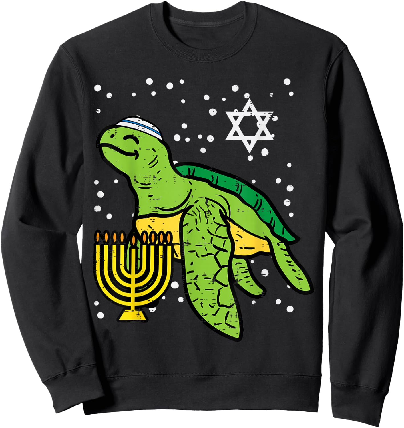 Hanukkah Sea Turtle Tortoise Chanukah Jewish Men Women Kids Sweatshirt - Sweatshirt | Black