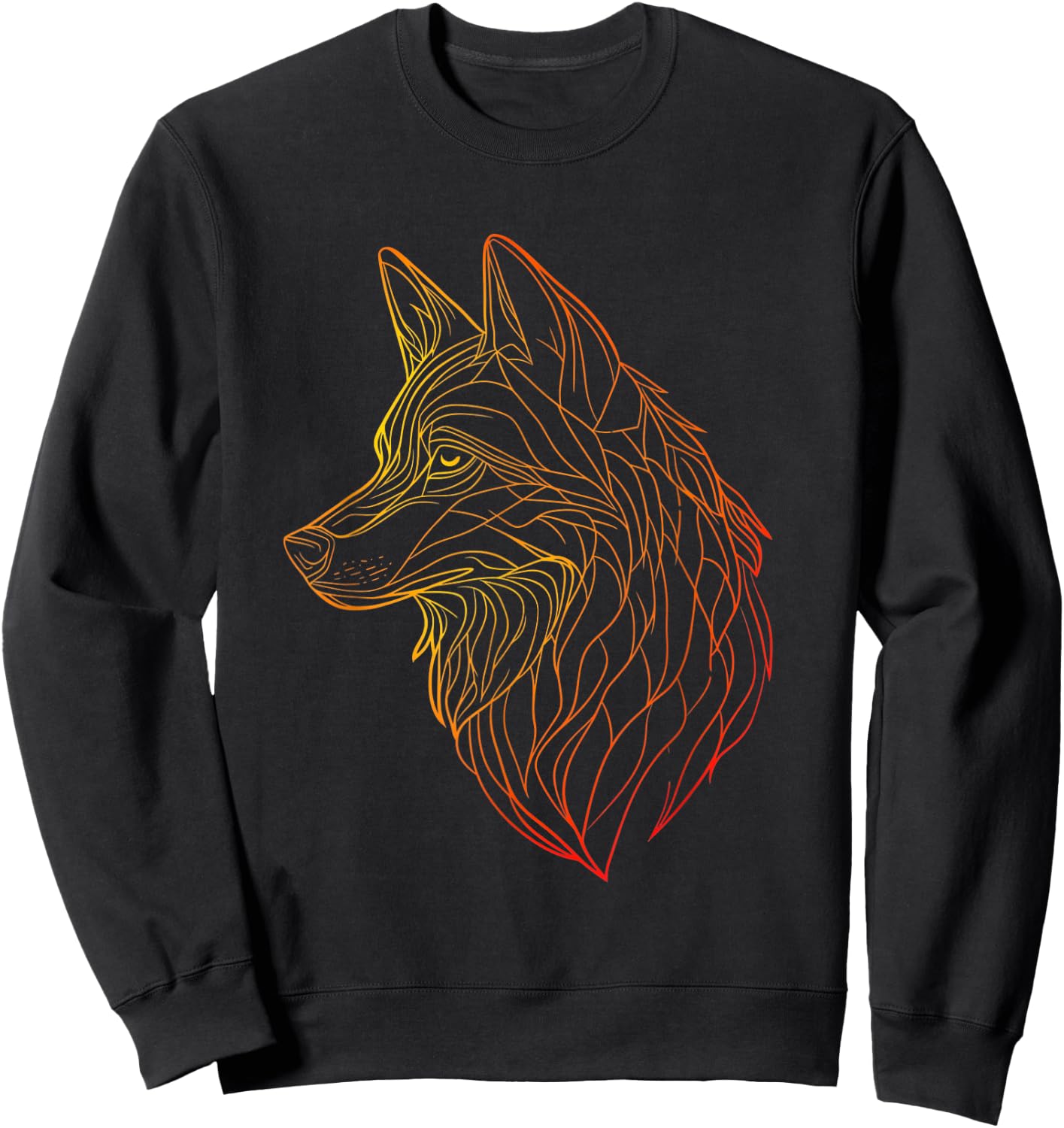 Wolf Gradient Line – Minimalist Animal Art Tribal Spirit Sweatshirt - Sweatshirt | Black