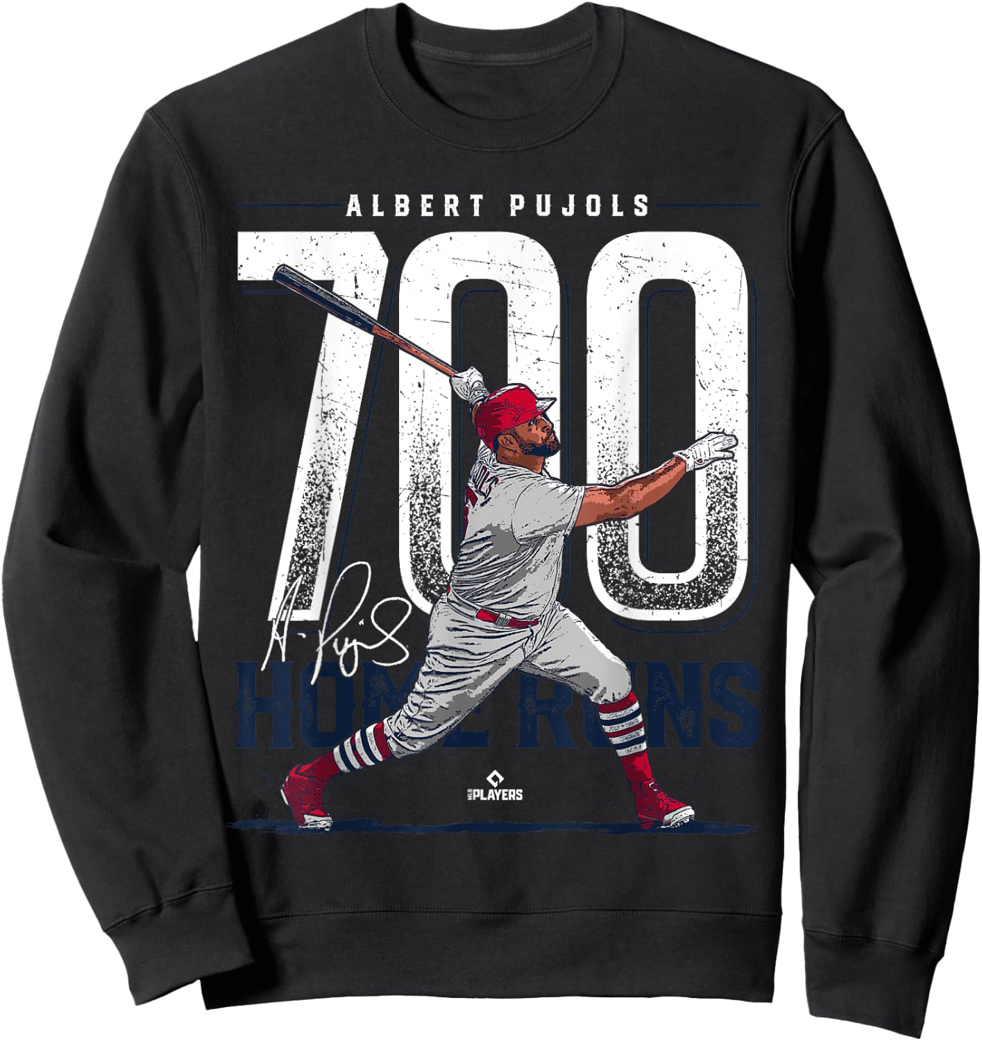 BallPark MVP Albert Pujols 700 Home Runs St Louis MLBPA -Adults & Youth Black Cotton Short Sleeve Sweatshirt - Sweatshirt | Black
