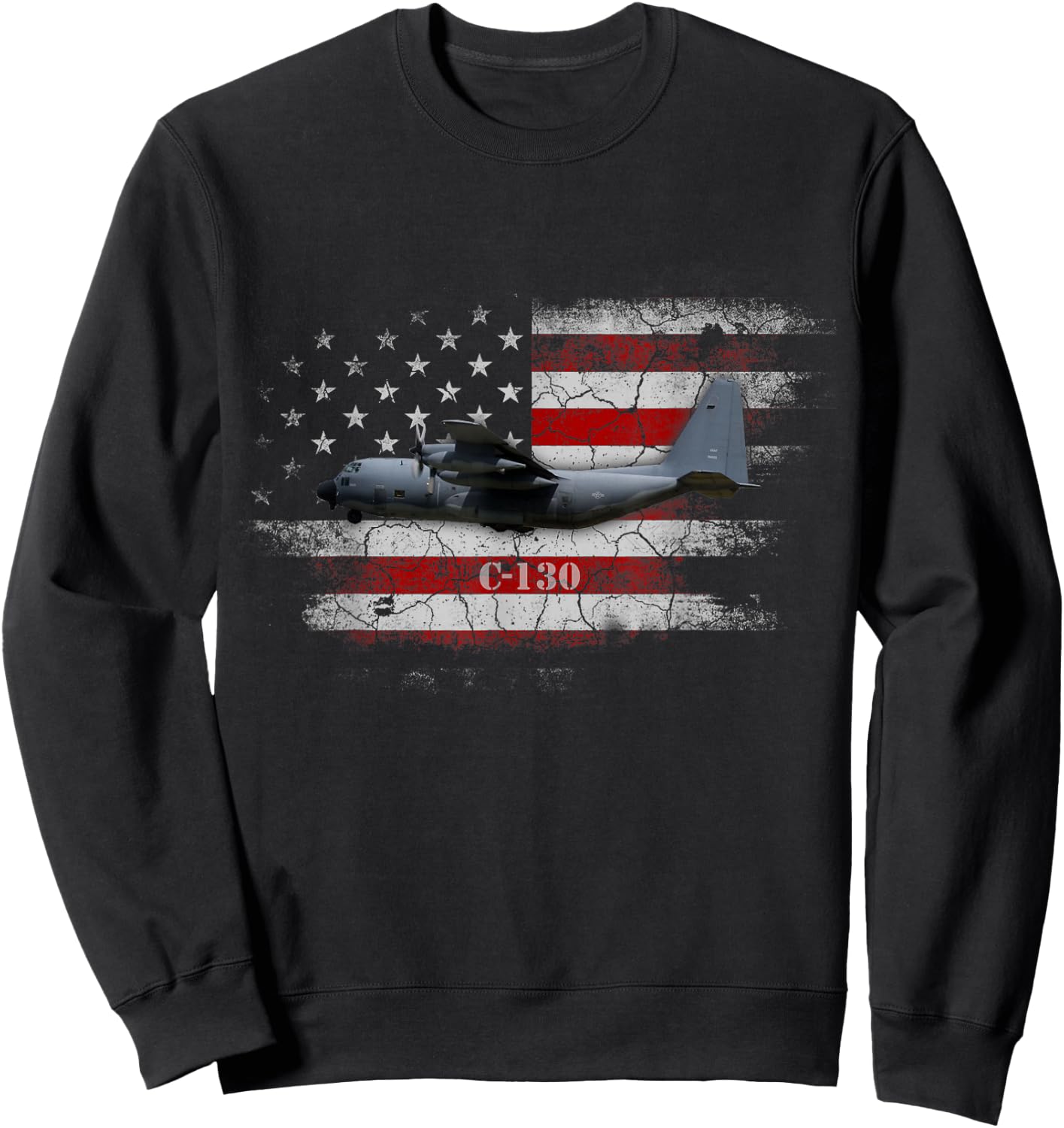 C-130 - Combat Air Force Veteran Veterans Day Gift Sweatshirt - Sweatshirt | Black