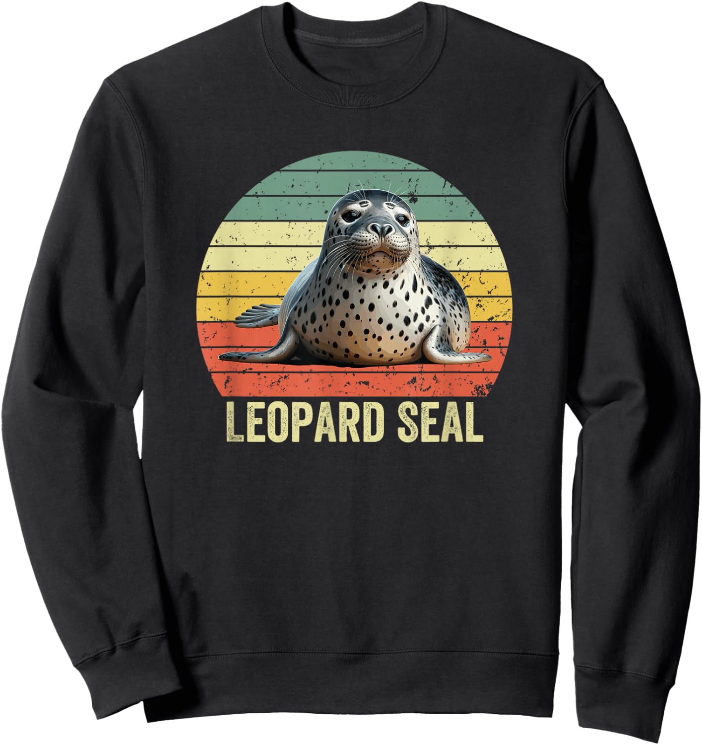 Leopard Seal on Vintage Sunset, Leopard Seal Sweatshirt - Sweatshirt | Black