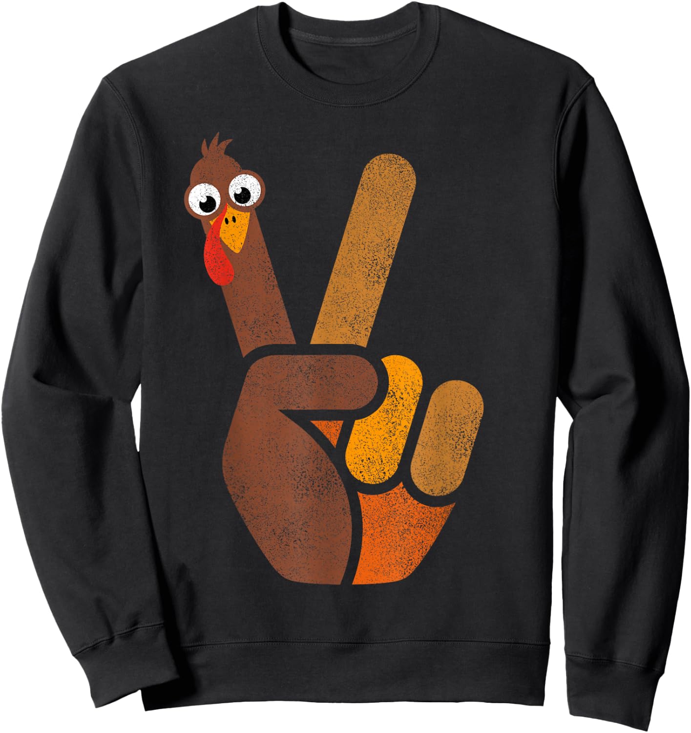 Peace Sign Turkey Shirt Kids Funny Thanksgiving Sweatshirt - Sweatshirt | Black