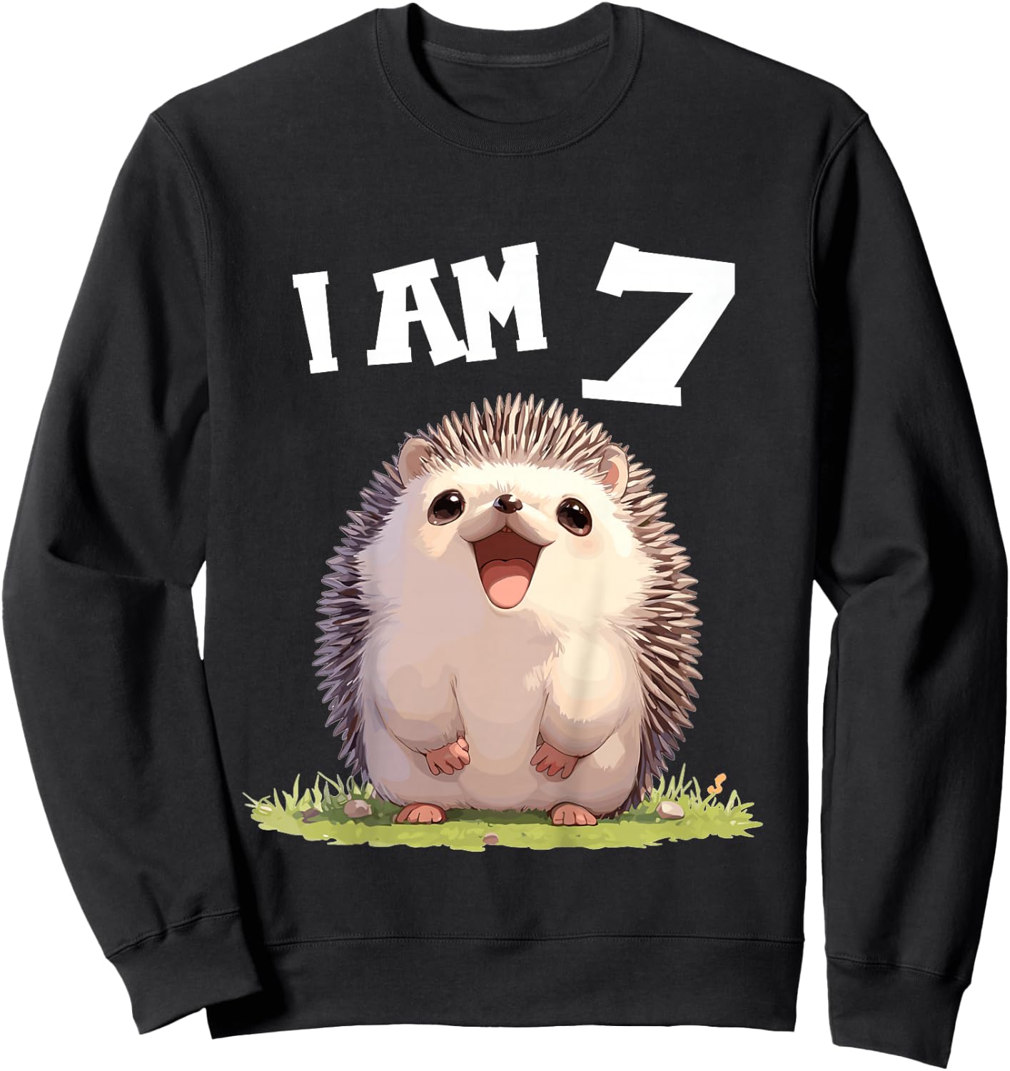 7 Years old 7 birthday Hedgehogs Boy Girl Hedgehog Sweatshirt - Sweatshirt | Black