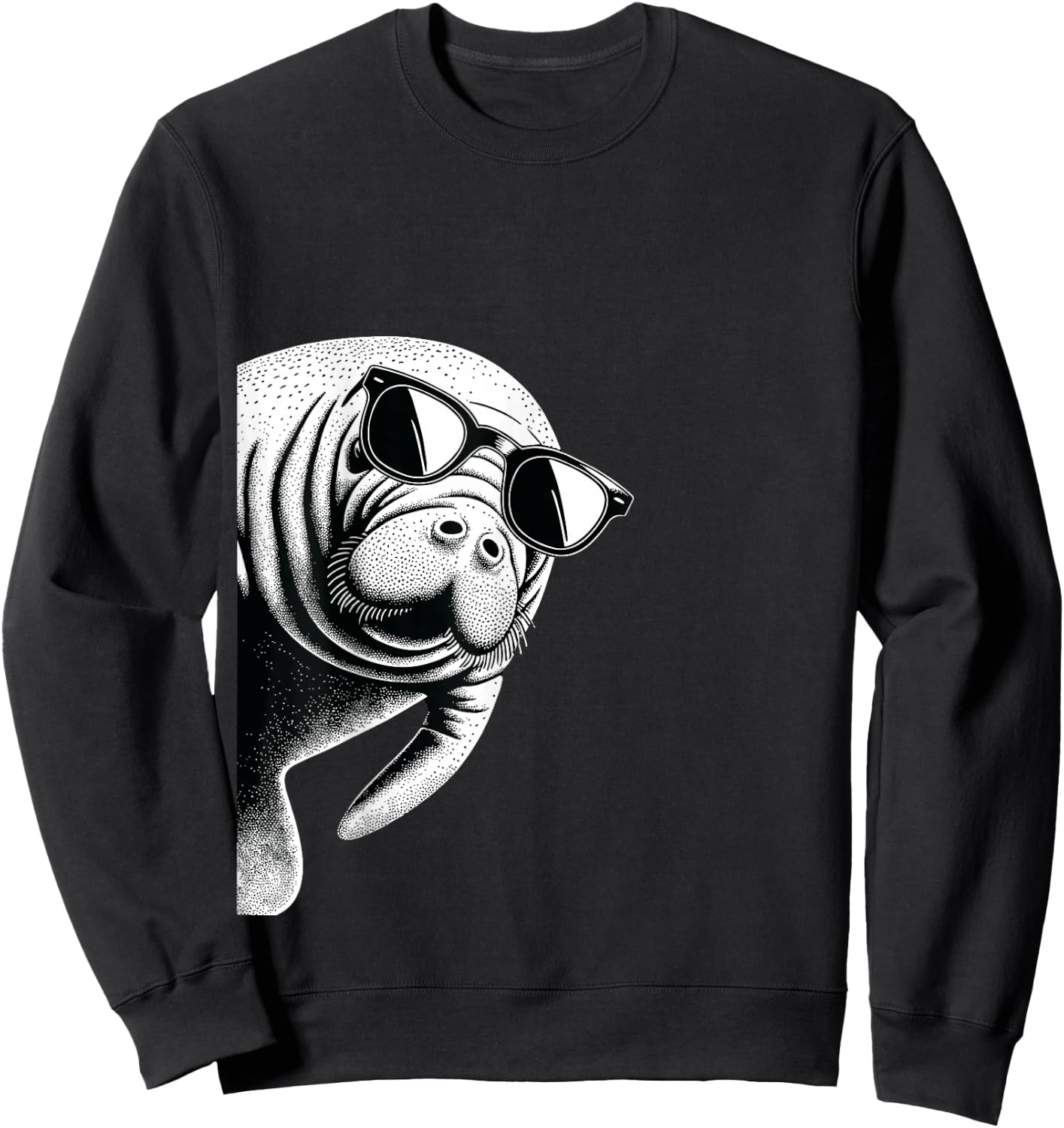 Funny Manatee Wearing Sunglasses Manatee Lover Sweatshirt - Sweatshirt | Black