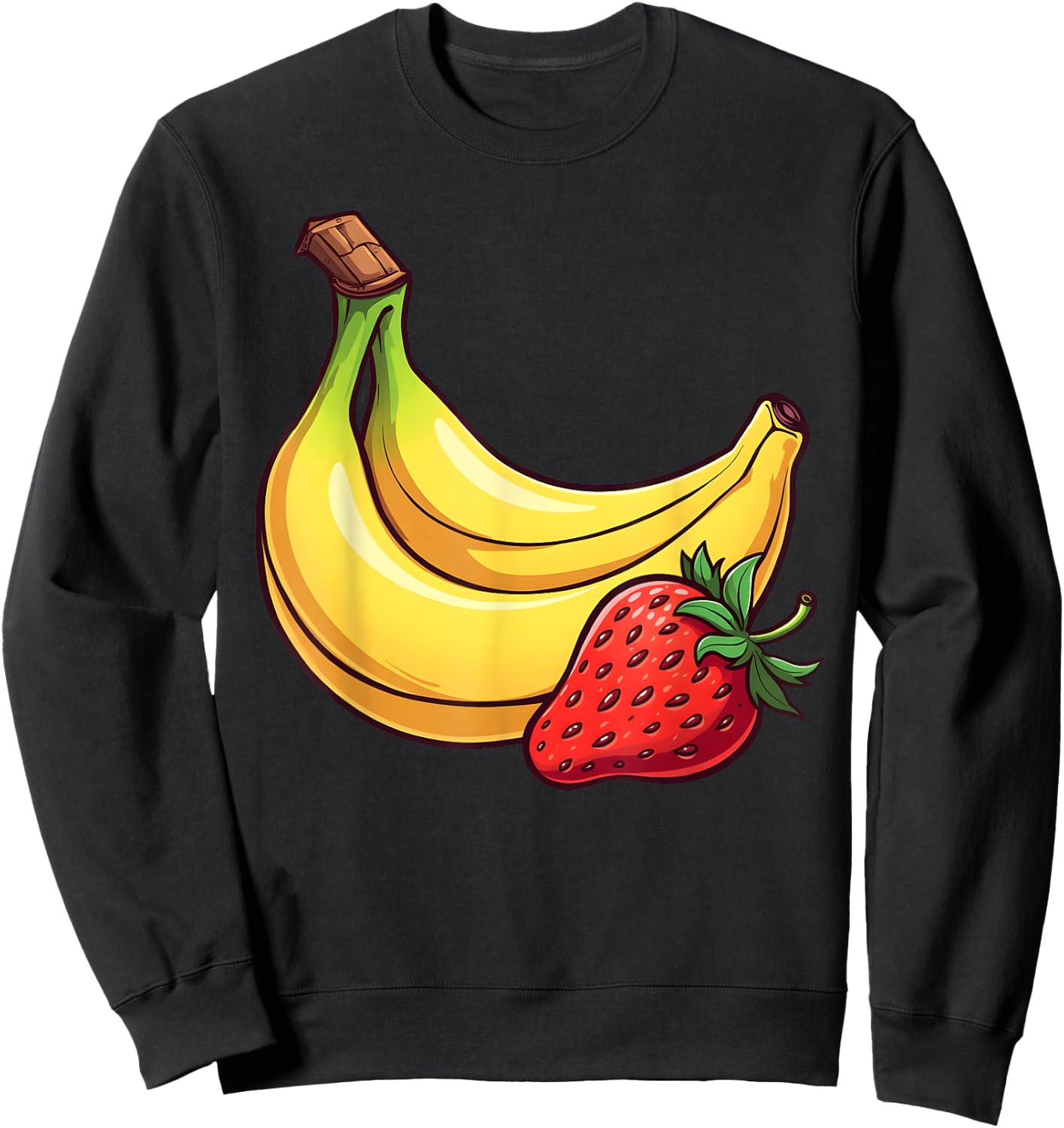 Banana Strawberry Fruit Kawaii Fruits Comic Cartoon Kids Sweatshirt - Sweatshirt | Black