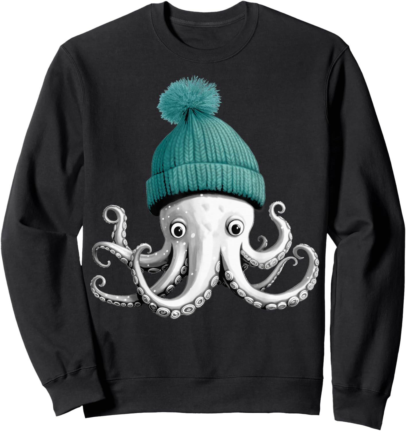 Octopus With Winter Hat Sweatshirt - Sweatshirt | Black