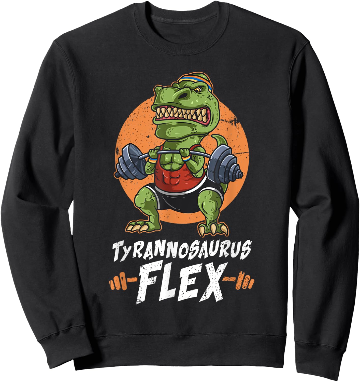 T-Rex Weightlifting Tyrannosaurus Flex Workout Dino Gym Gift Sweatshirt - Sweatshirt | Black