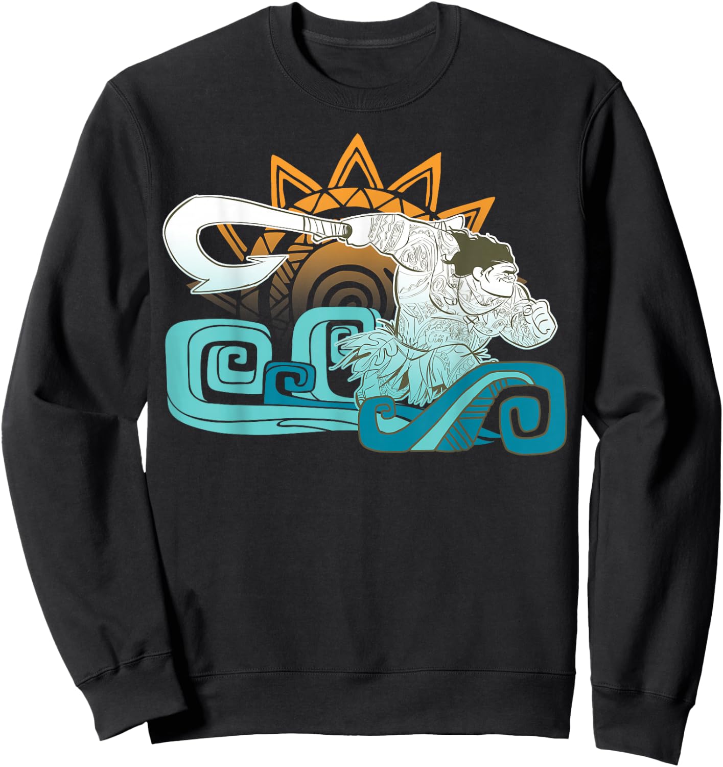 Disney Moana Maui Hook Surf and Sun Gradient Graphic Sweatshirt - Sweatshirt | Black