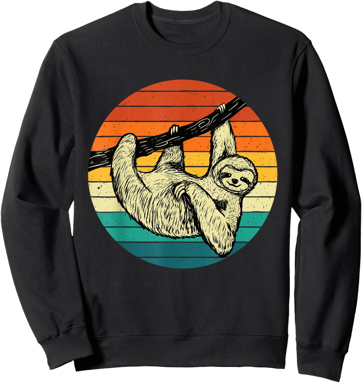 Sloth Hugging Branch - Retro Vintage Animal Lover Zookeeper Sweatshirt - Sweatshirt | Black