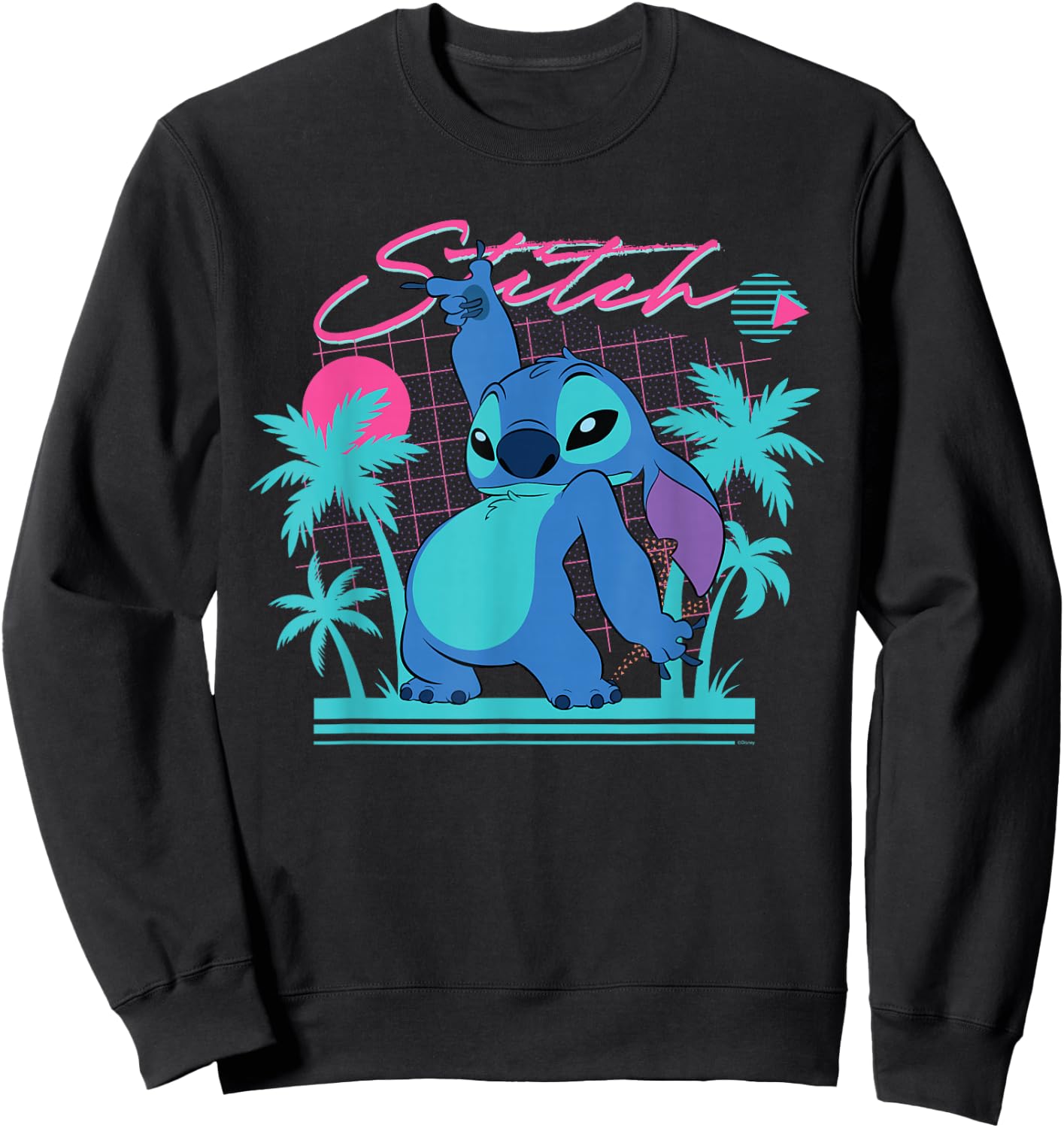Disney Stitch Retro '90s Couples Matching Valentine's Stitch , Black, S Sweatshirt - Sweatshirt | Black