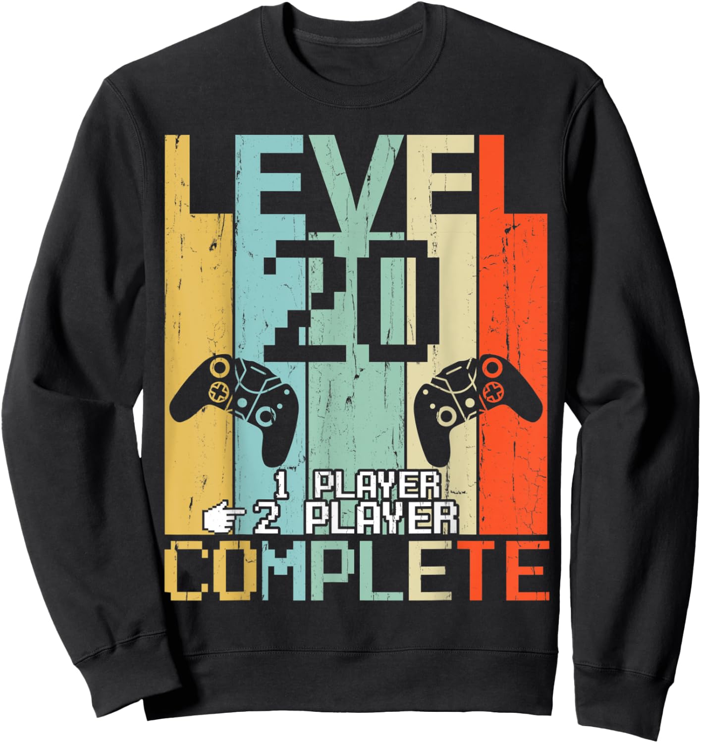 Level 20 Years Complete Gamer Couple Vintage Retro Shirt Sweatshirt - Sweatshirt | Black