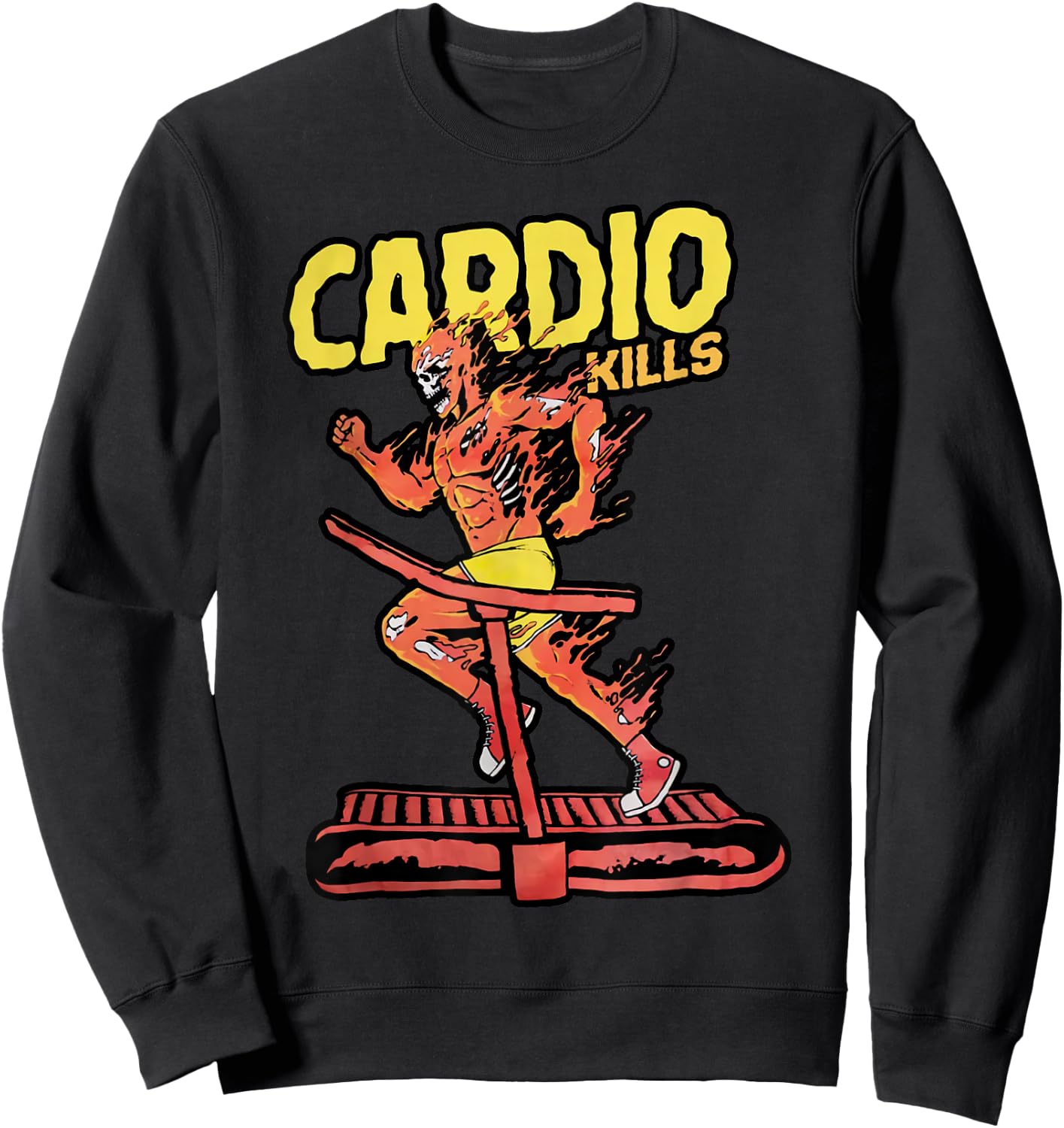 Cardio Kills Skeleton Skull Funny Running Marathon Runner Sweatshirt - Sweatshirt | Black