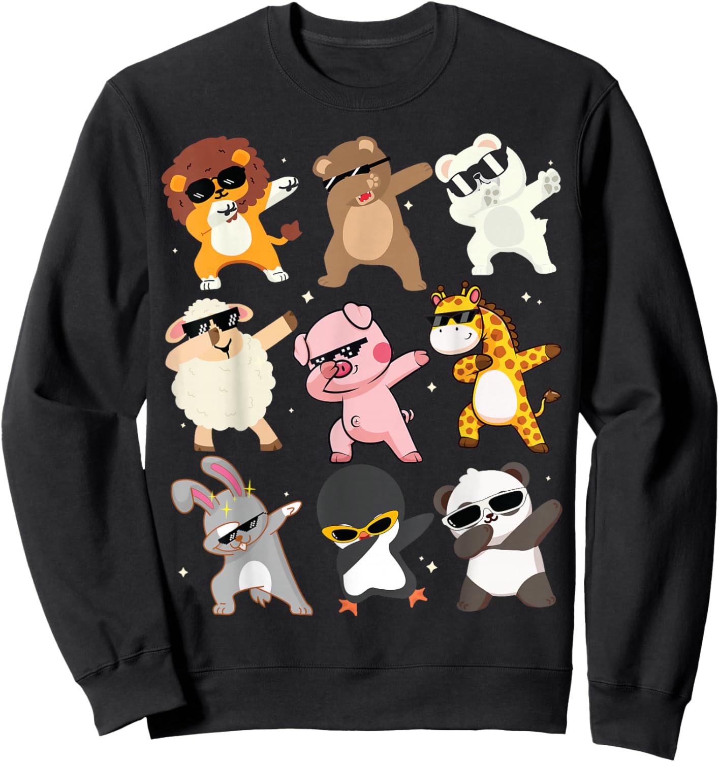 Men Women and Kids Dabbing Animals Wildlife Birthday Parties Sweatshirt - Sweatshirt | Black