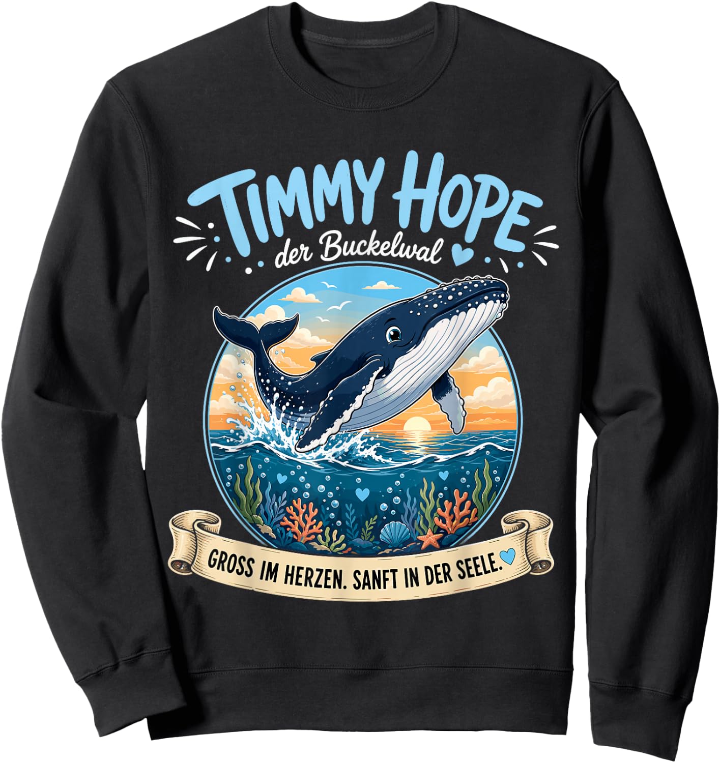 Timmy Hope Buckelwal Wal Meer Ozean Natur Design Sweatshirt - Sweatshirt | Black