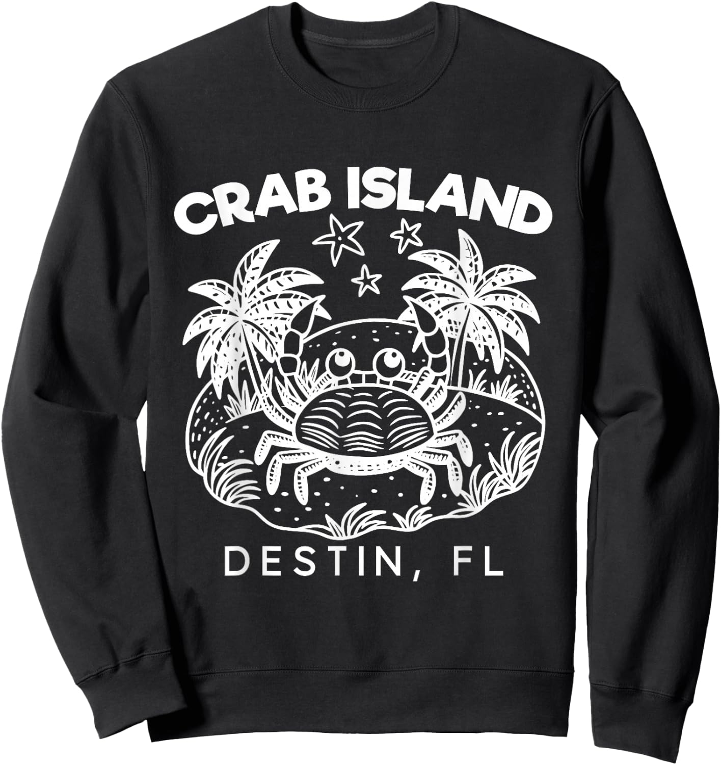 Retro Island Crab Destin, FL Party Sandbar Souvenir Hangout Sweatshirt - Sweatshirt | Black