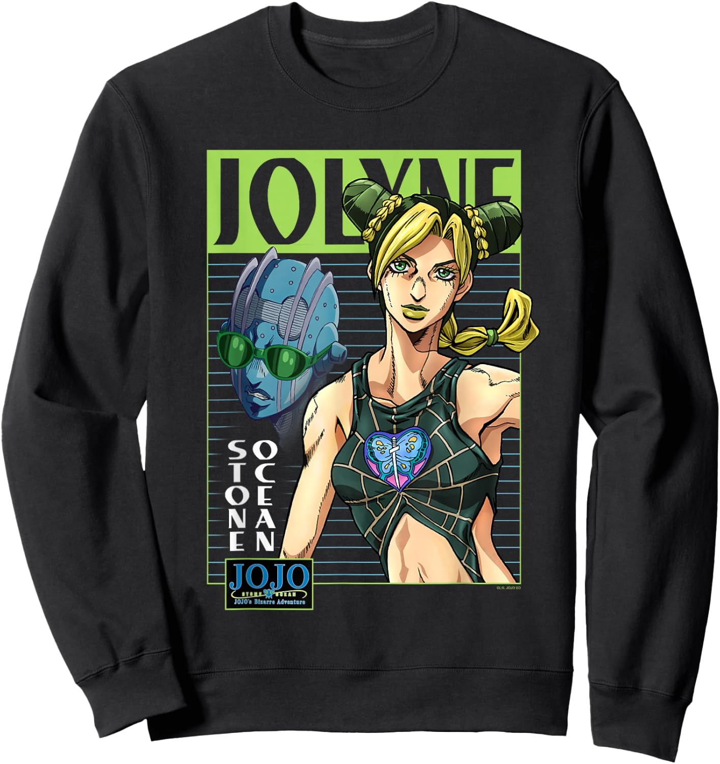 JoJo's Bizarre Adventure Jolyne & Stone Ocean Mugshot Anime Sweatshirt - Sweatshirt | Black