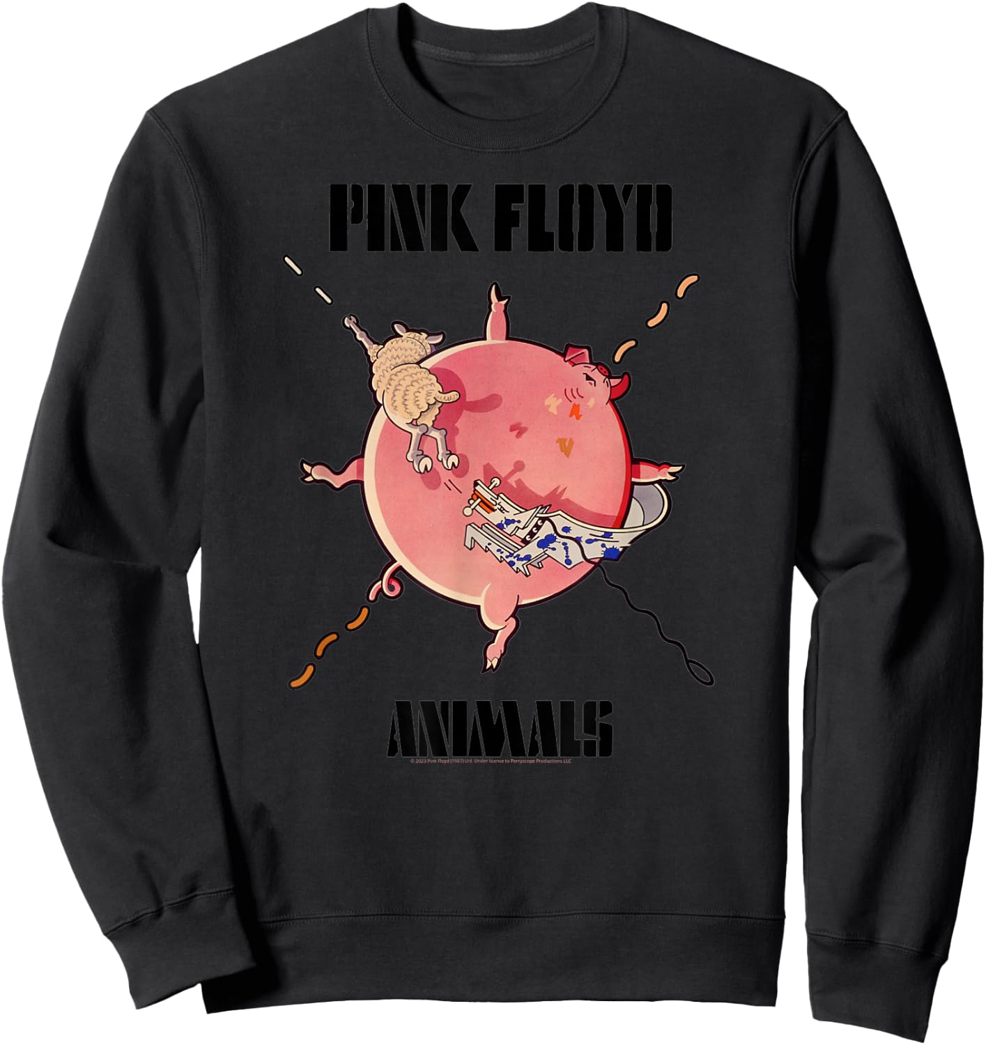 Official Pink Floyd Fat Pig Rock Music Band Retro Sweatshirt - Sweatshirt | Black