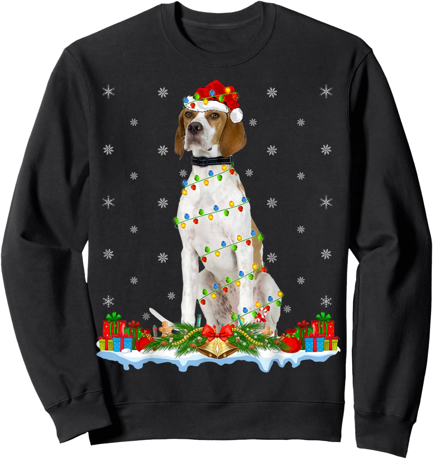 English Pointer Dog Xmas Lighting English Pointer Christmas Women Kids Sweatshirt - Sweatshirt | Black