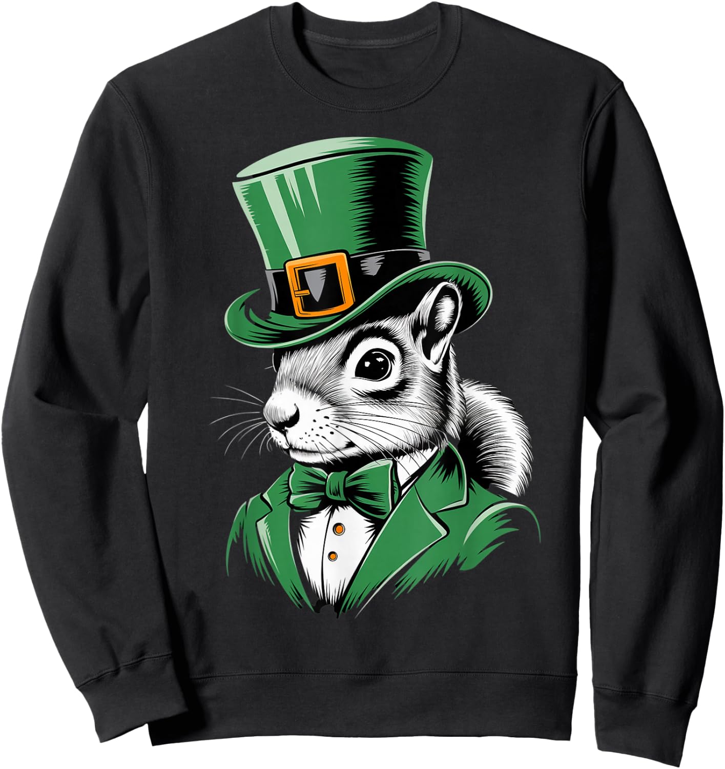 Green Squirrel shamrock on St Patricks Day Squirrel Sweatshirt - Sweatshirt | Black
