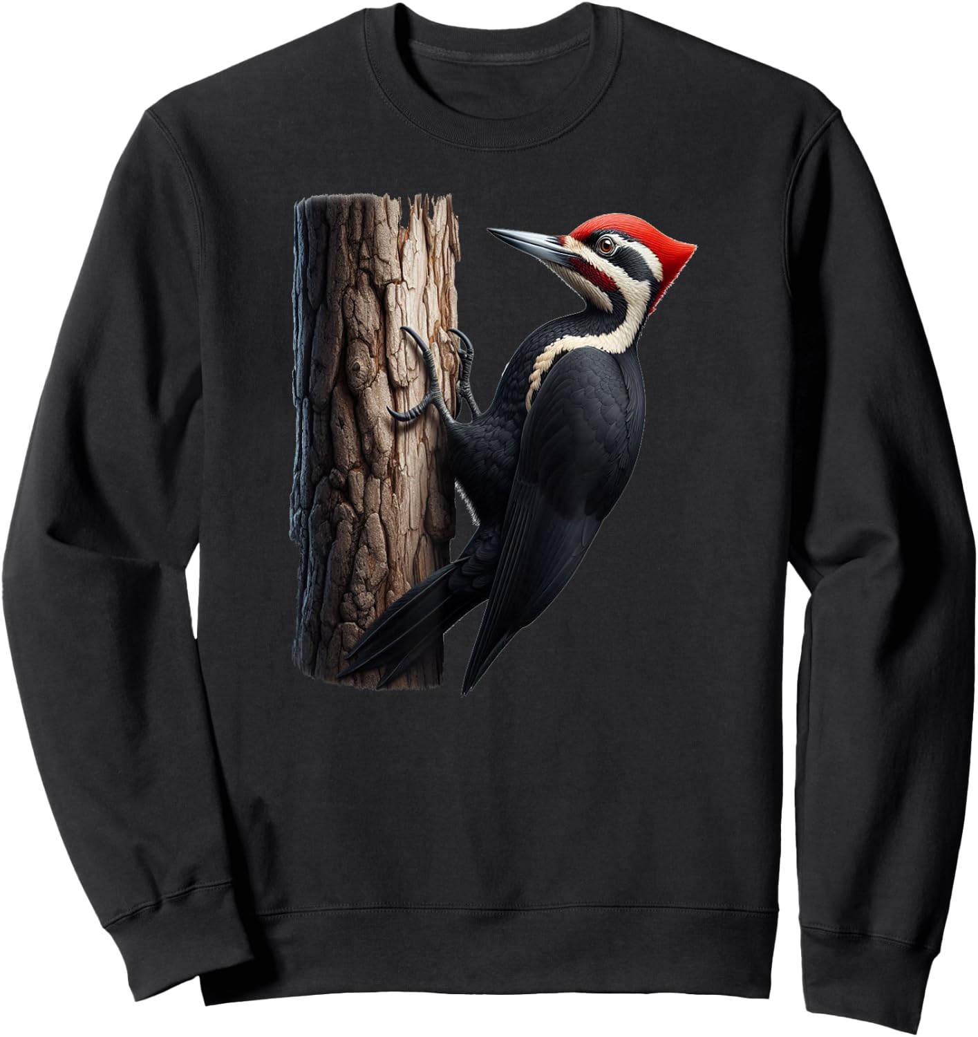 Bird Series. Pileated Woodpecker Bird. Artist's Rendition. Sweatshirt - Sweatshirt | Black