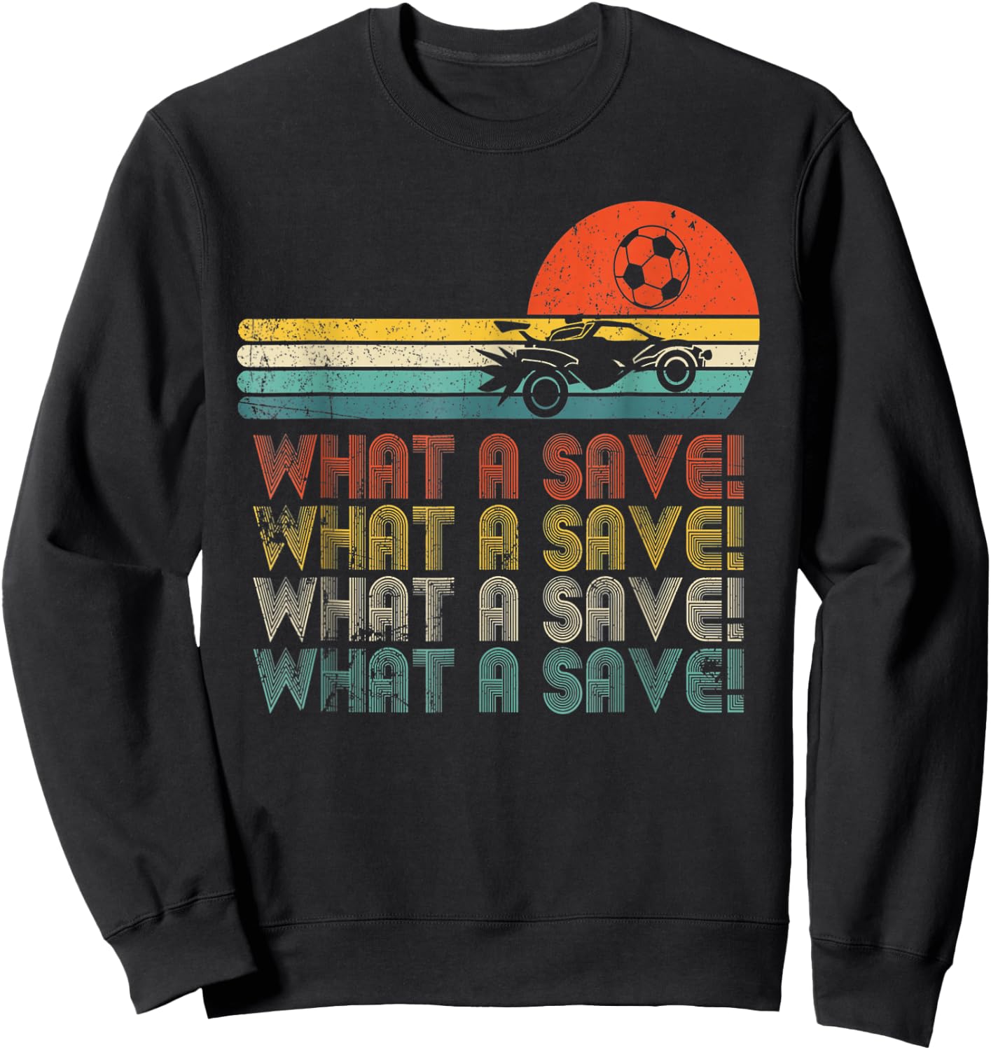 What a save Vintage Retro Rocket Soccer Car Sweatshirt - Sweatshirt | Black