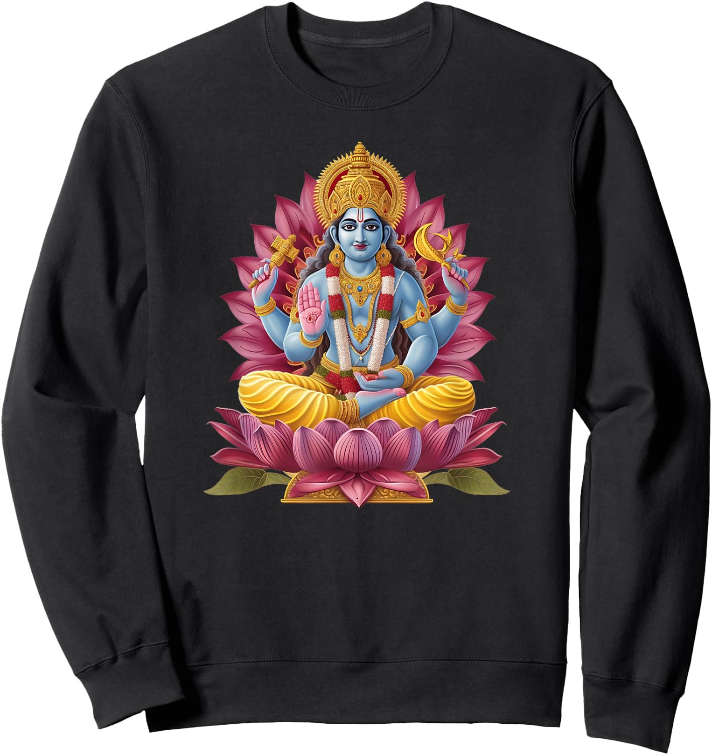 Hindu God Vishnu - Hinduism Symbol of Protection Vishnu Sweatshirt - Sweatshirt | Black