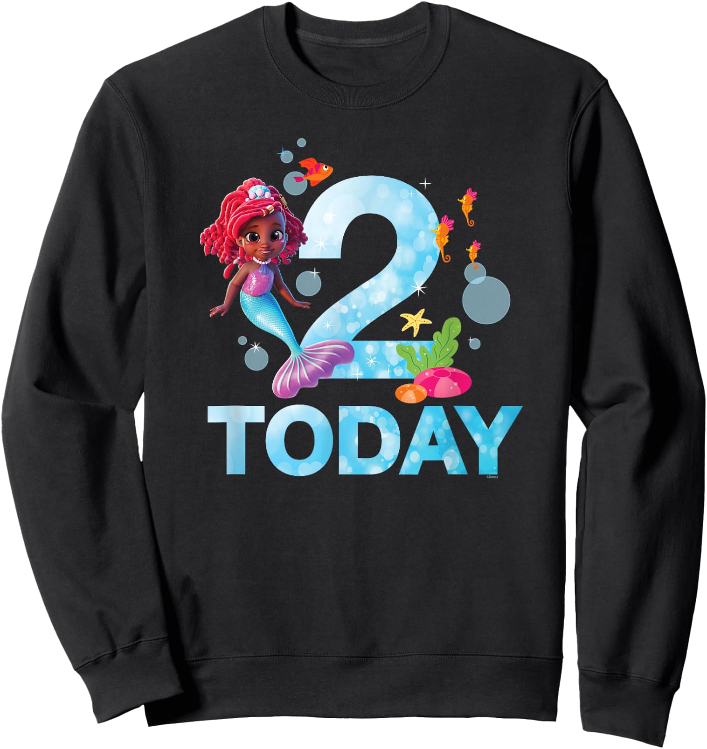 Disney Junior’s Ariel Second Birthday 2 Years Old Today Sweatshirt - Sweatshirt | Black