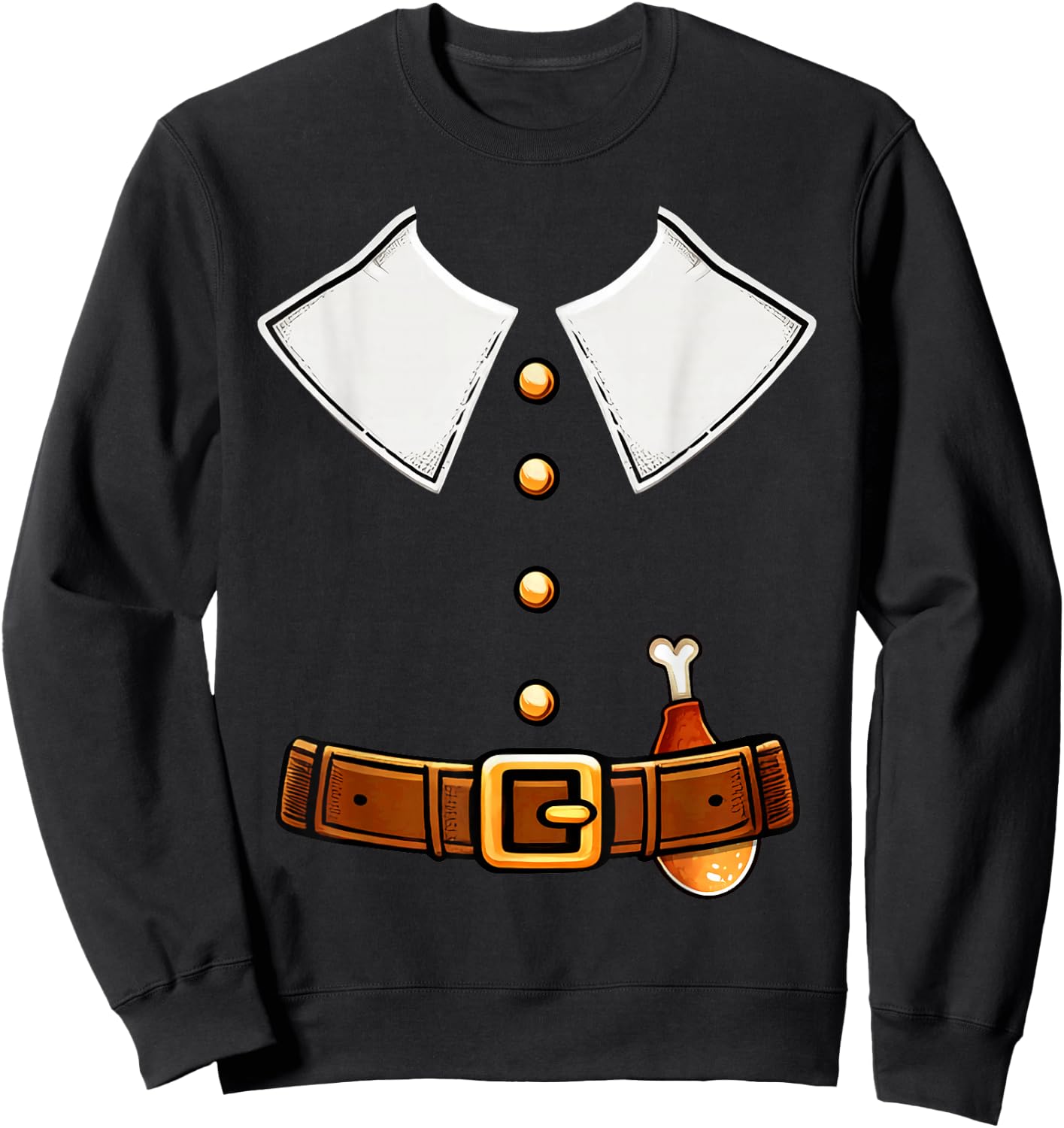 Pilgrim Costume Collar Thanksgiving Turkey Day Men Boys Sweatshirt - Sweatshirt | Black