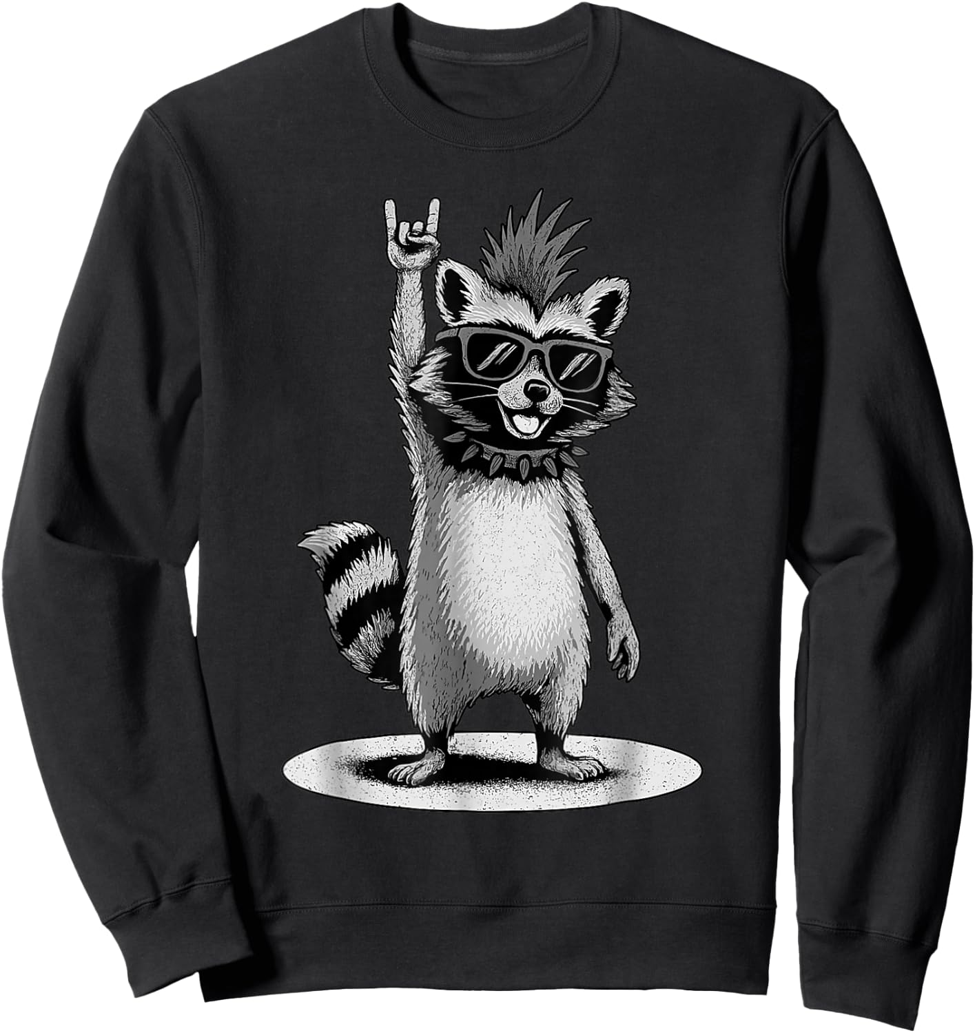 Lustige Waschbär Rock Musik Geschenke Männer Frauen Sweatshirt - Sweatshirt | Black