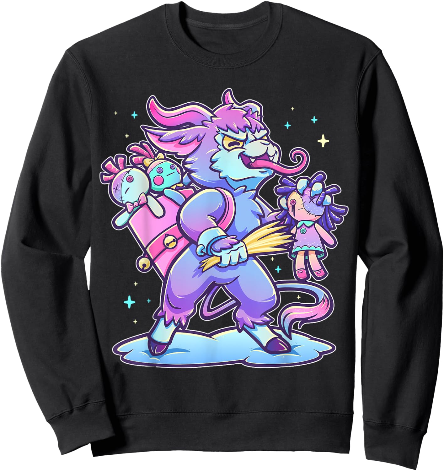 Pastel Goth Krampus Creepy Germanic Christmas Demon Horror Sweatshirt - Sweatshirt | Black