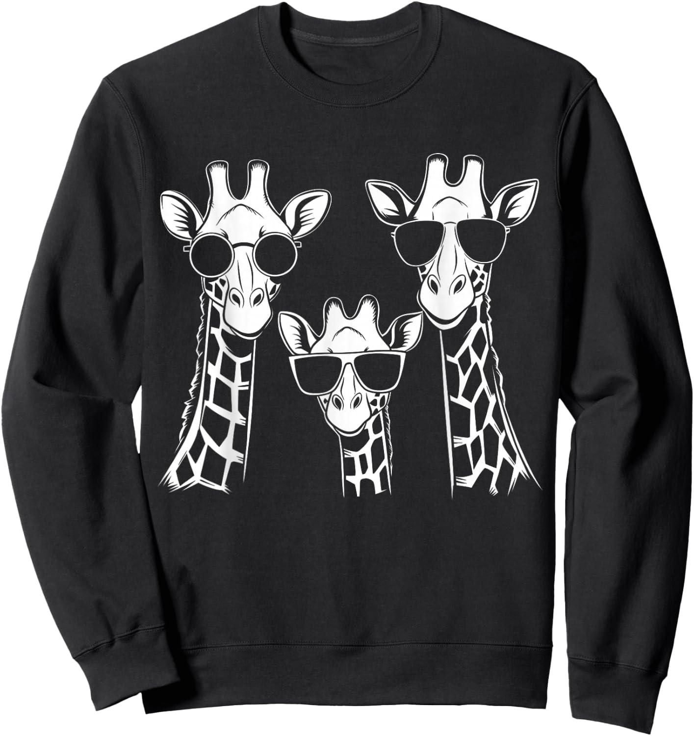Giraffes Family With Sunglasses - Giraffe Sweatshirt - Sweatshirt | Black