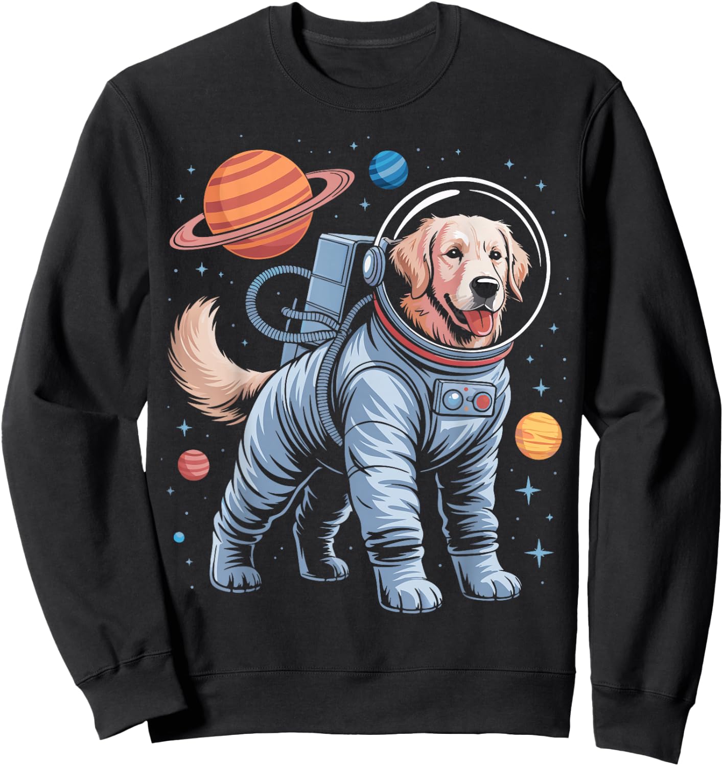 Astronaut Golden Retriever Space Sweatshirt - Sweatshirt | Black